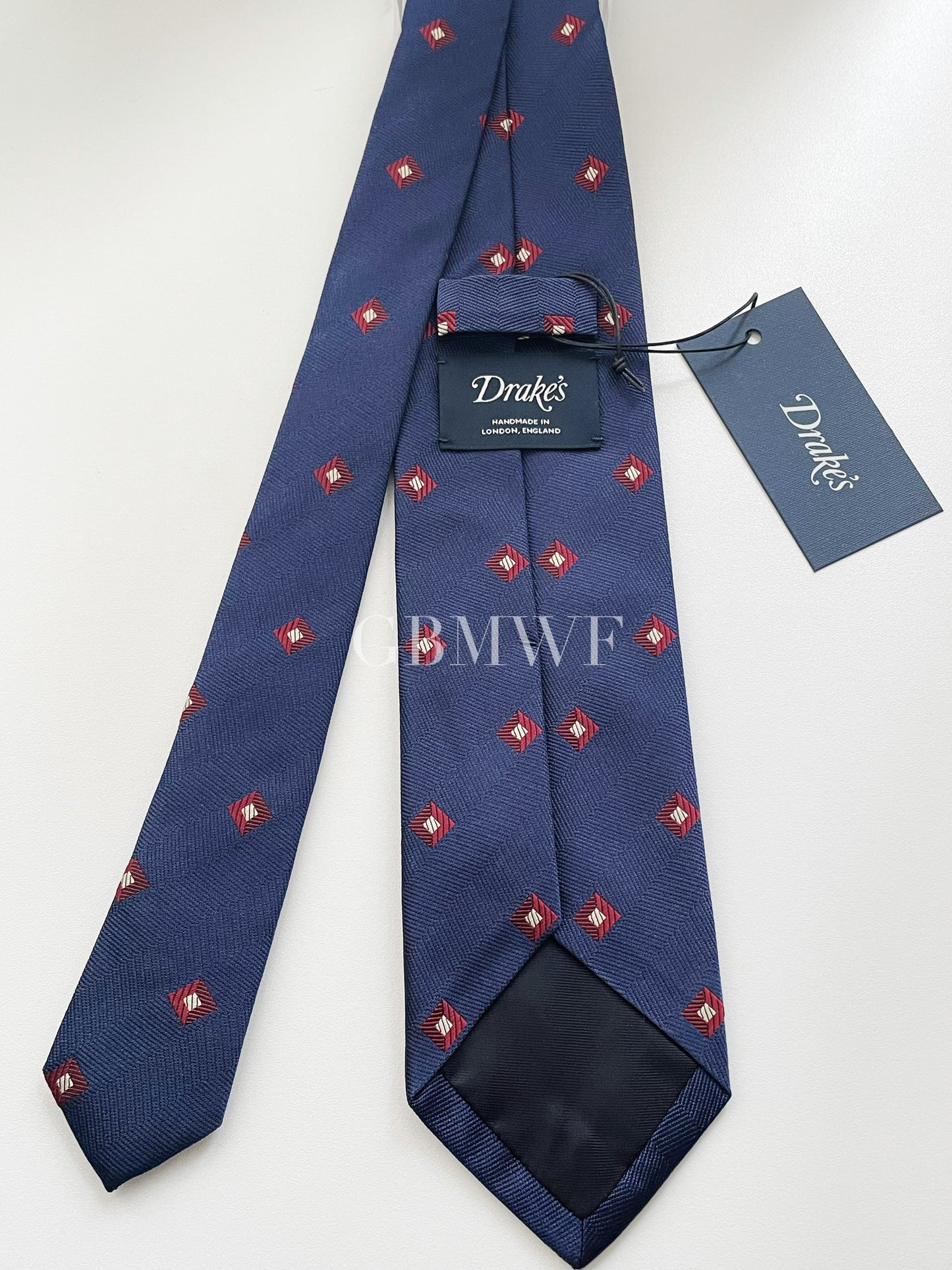 Drakes Handmade Tipped Silk Tie With Tag