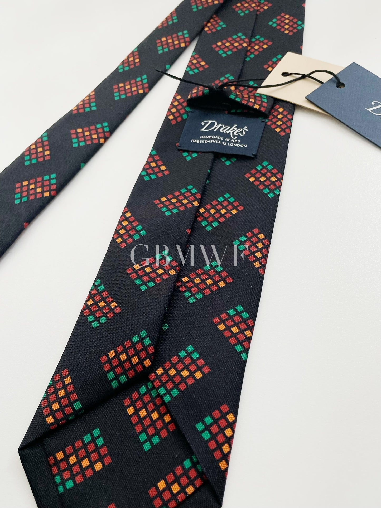 Drakes Handmade Tipped Silk Tie With Tag