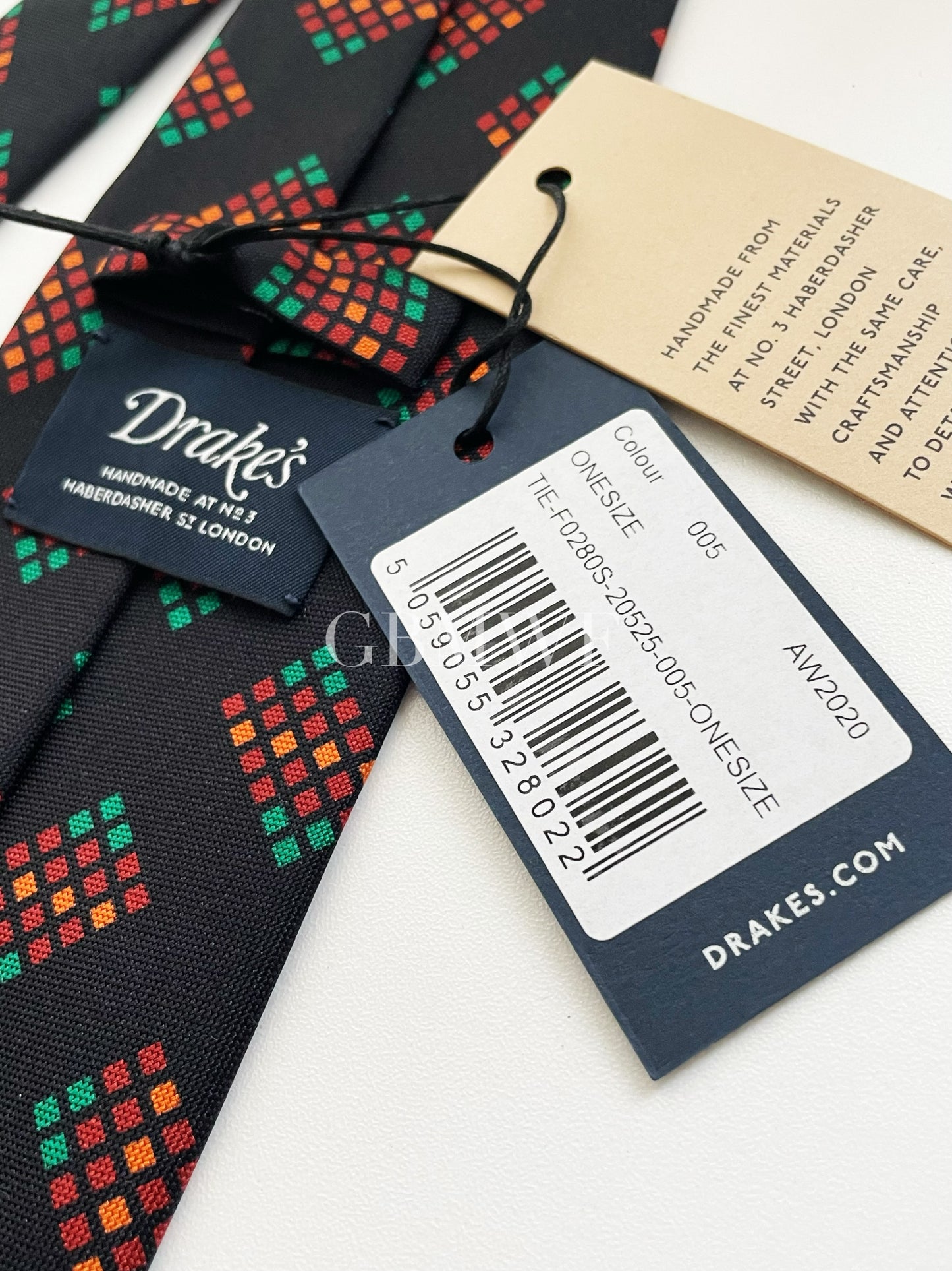 Drakes Handmade Tipped Silk Tie With Tag