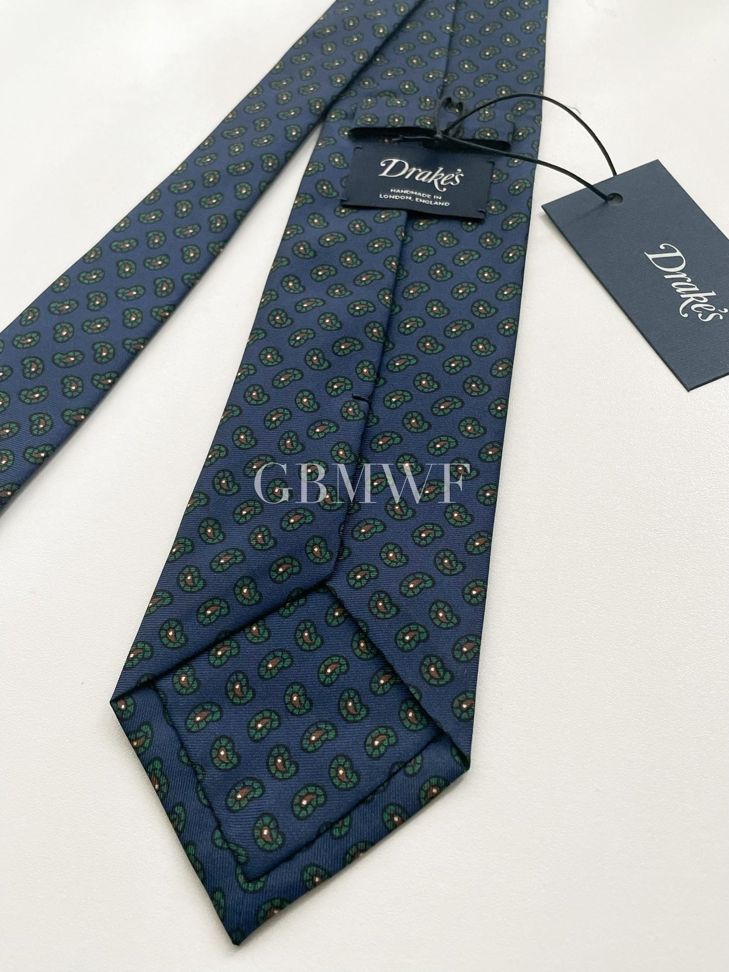 Drakes Handmade Tipped Silk Tie With Tag