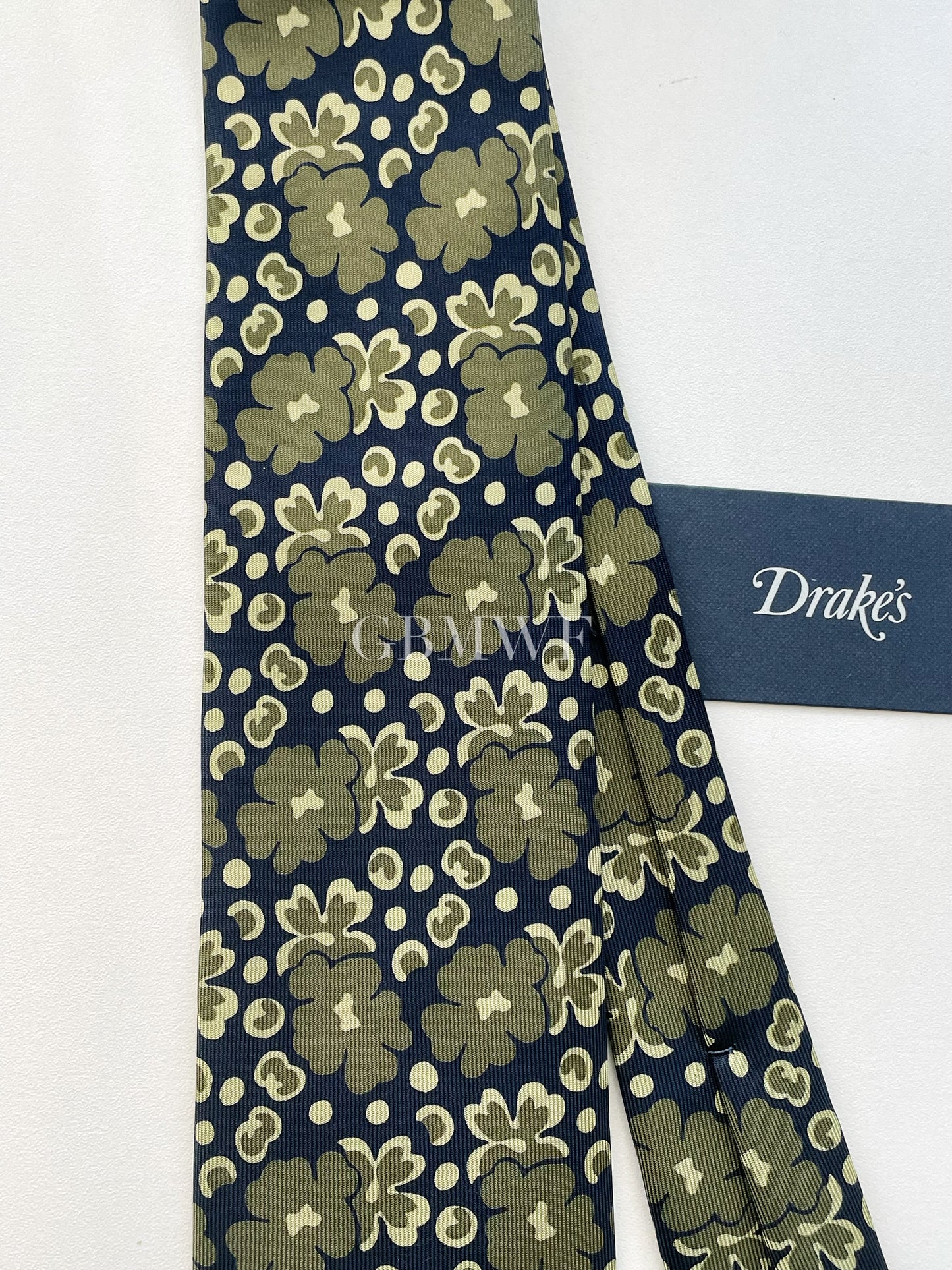 Drakes Handmade Tipped Silk Tie With Tag