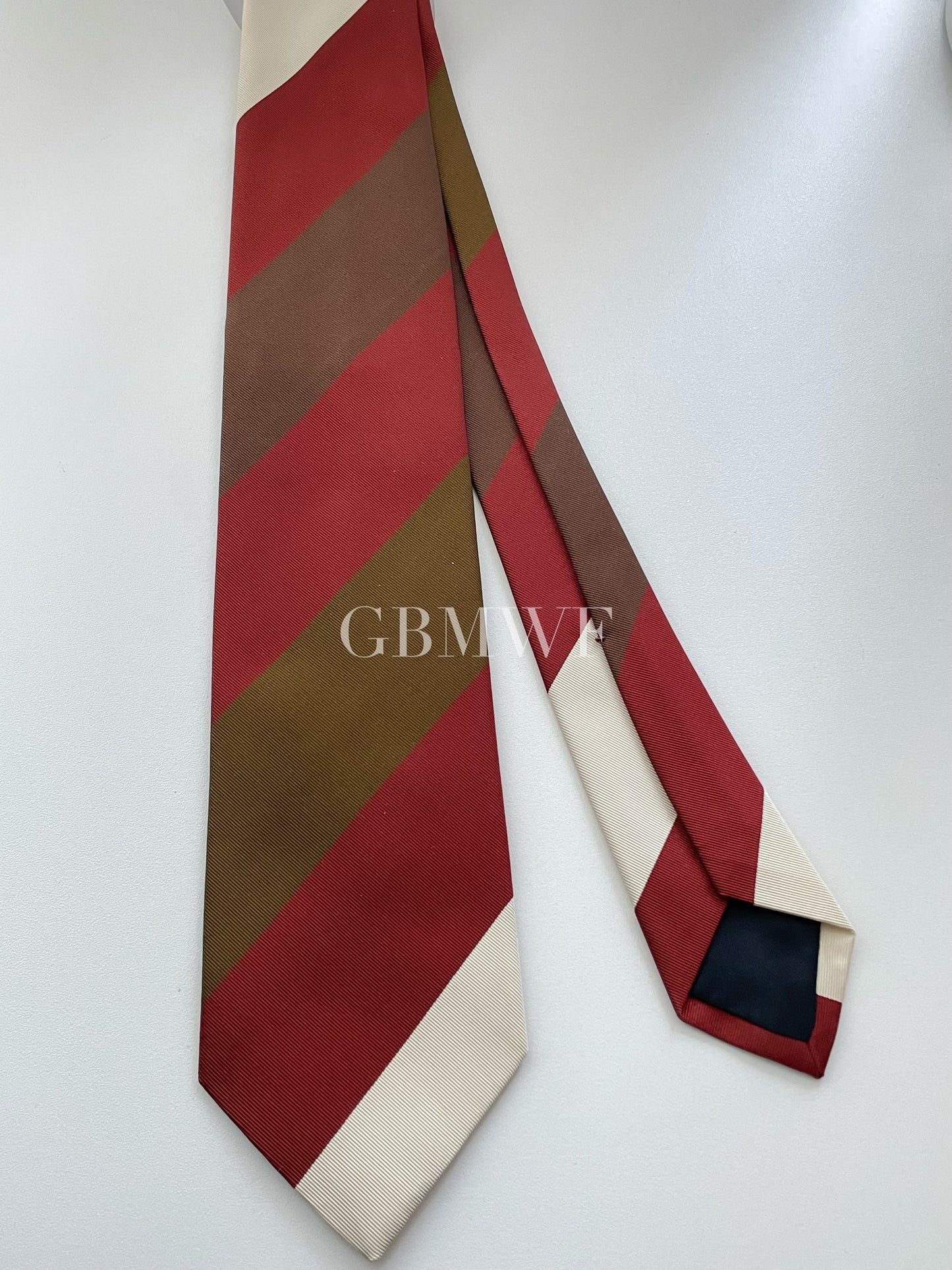 Drakes Handmade Striped Tipped Silk Tie With Tag