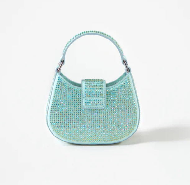 Self-portrait Green Rhinestone Crescent Bow Micro Bag