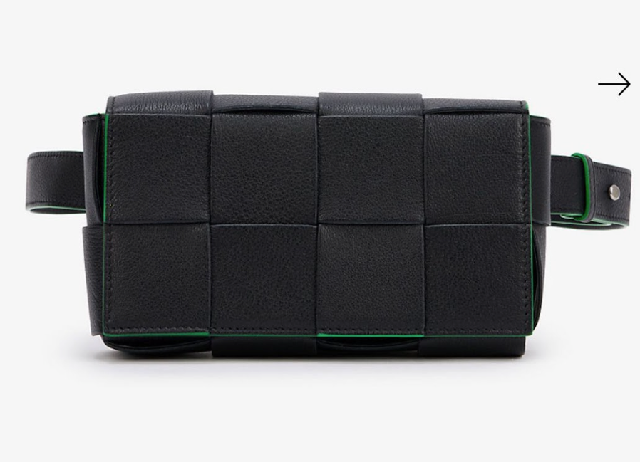 Bottega Veneta Black Intreccio Leather Mini Cassette Bag