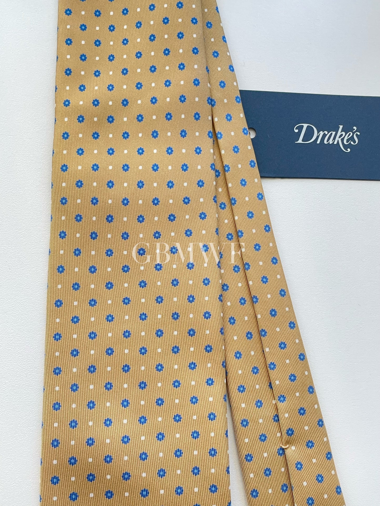 Drakes Handmade Tipped Silk Tie With Tag