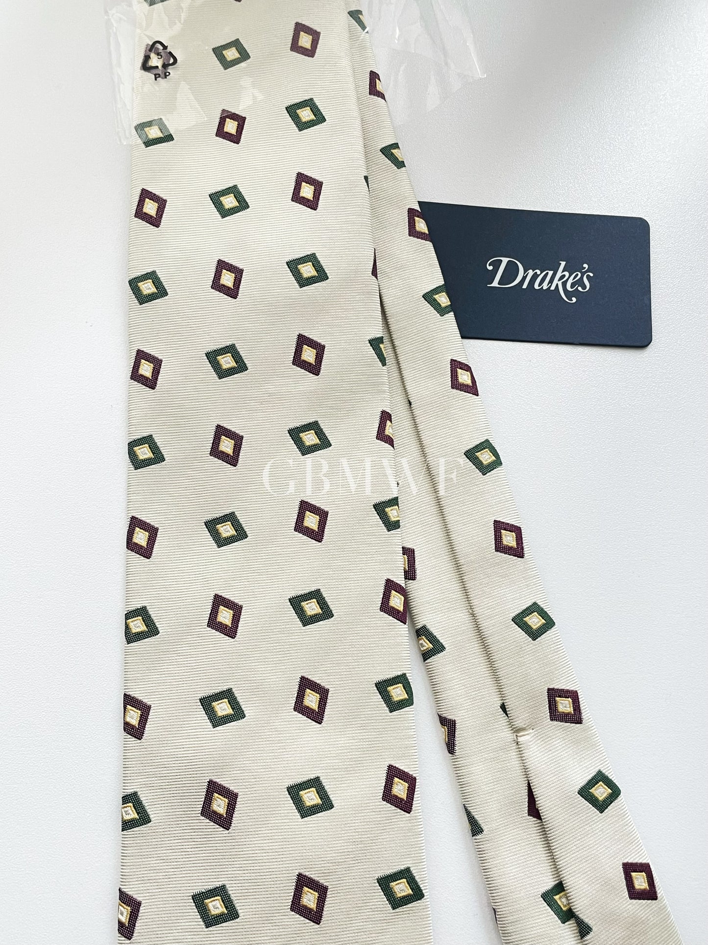 Drakes Handmade Tipped Silk Tie With Tag