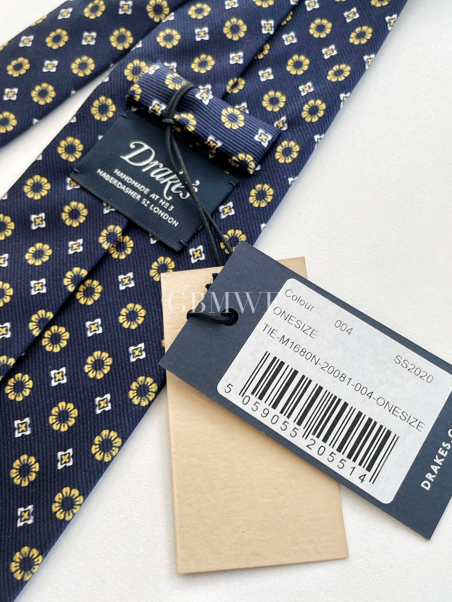 Drakes Handmade Tipped Silk Tie With Tag