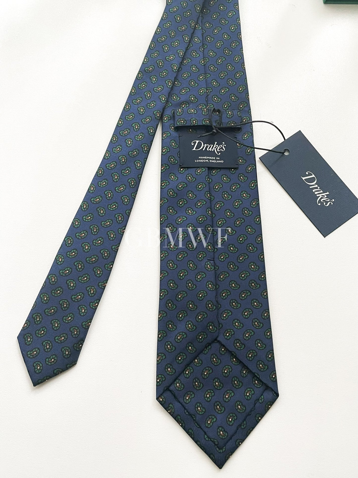 Drakes Handmade Tipped Silk Tie With Tag