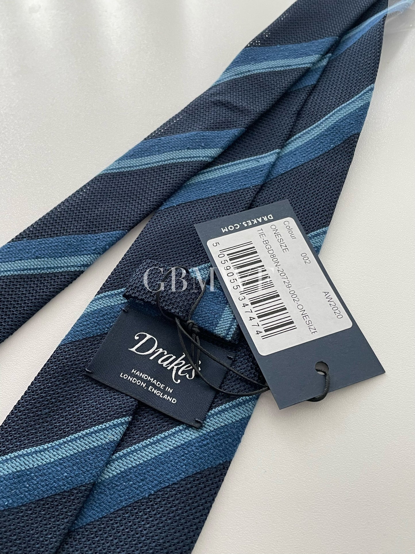 Drakes Handmade Striped Tipped Silk Tie With Tag