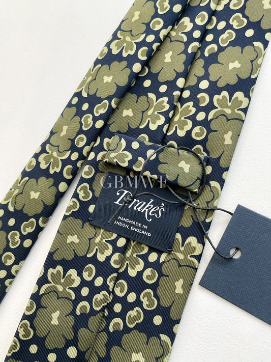 Drakes Handmade Tipped Silk Tie With Tag