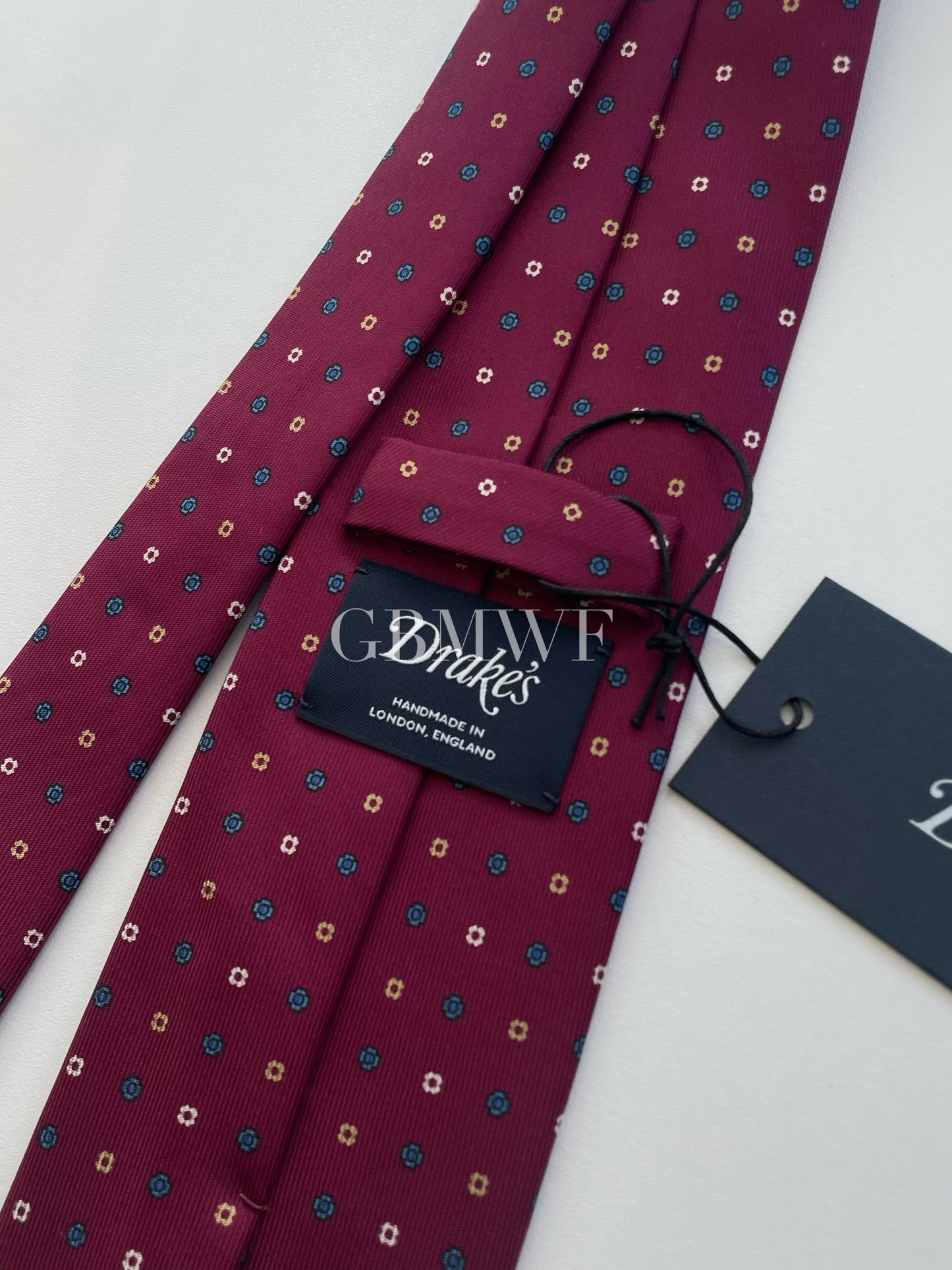 Drakes Handmade Tipped Silk Tie With Tag