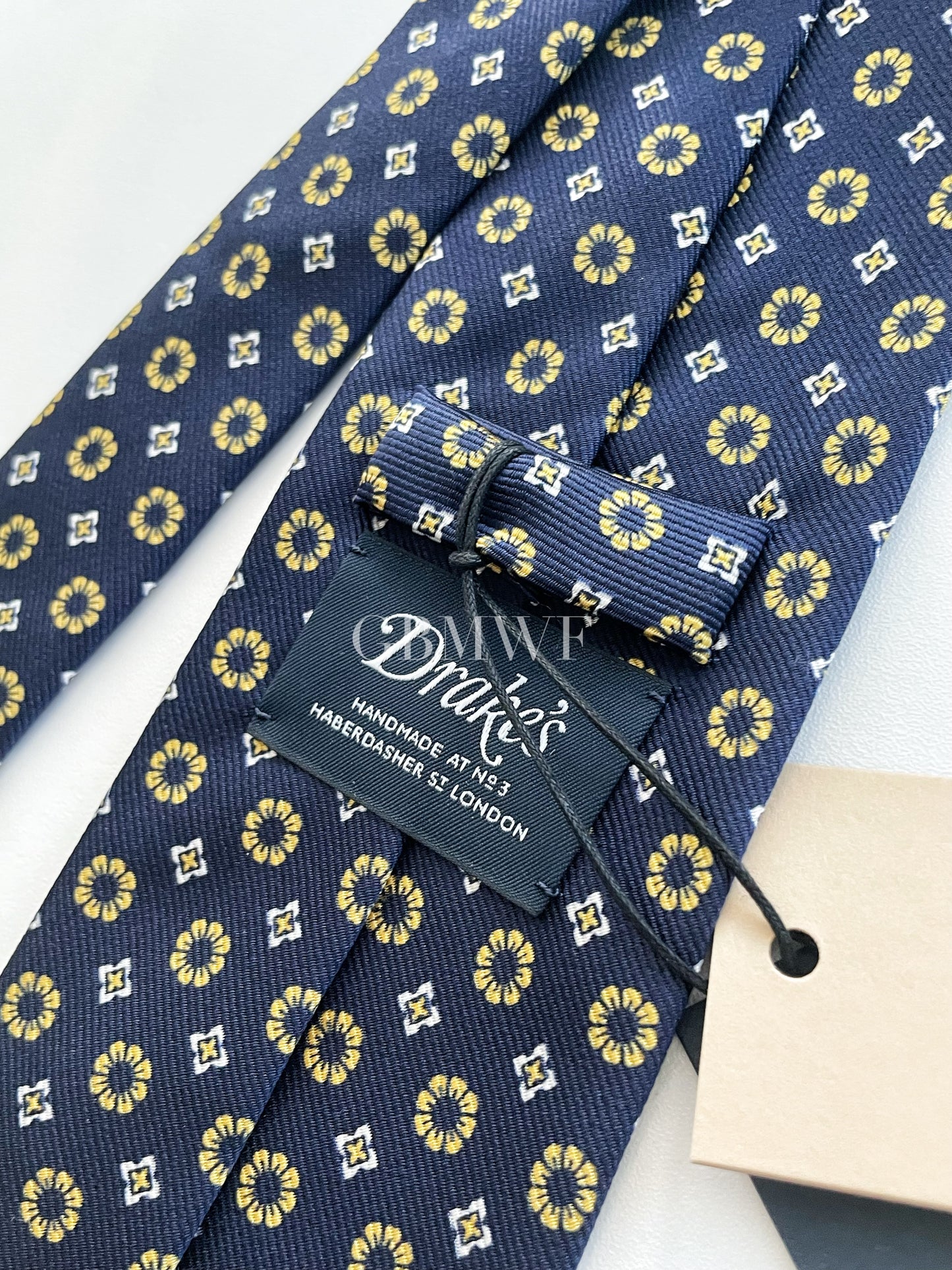 Drakes Handmade Tipped Silk Tie With Tag