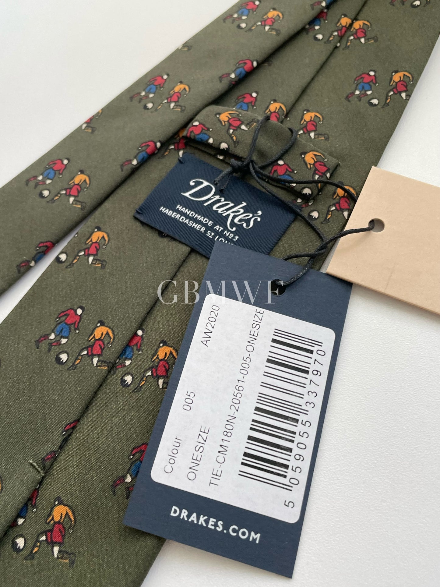 New Drakes Handmade Tipped Silk Tie With Tag Football Sports Collection