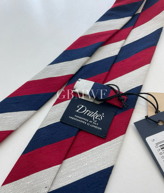 Drakes Handmade Tipped Silk Tie With Tag