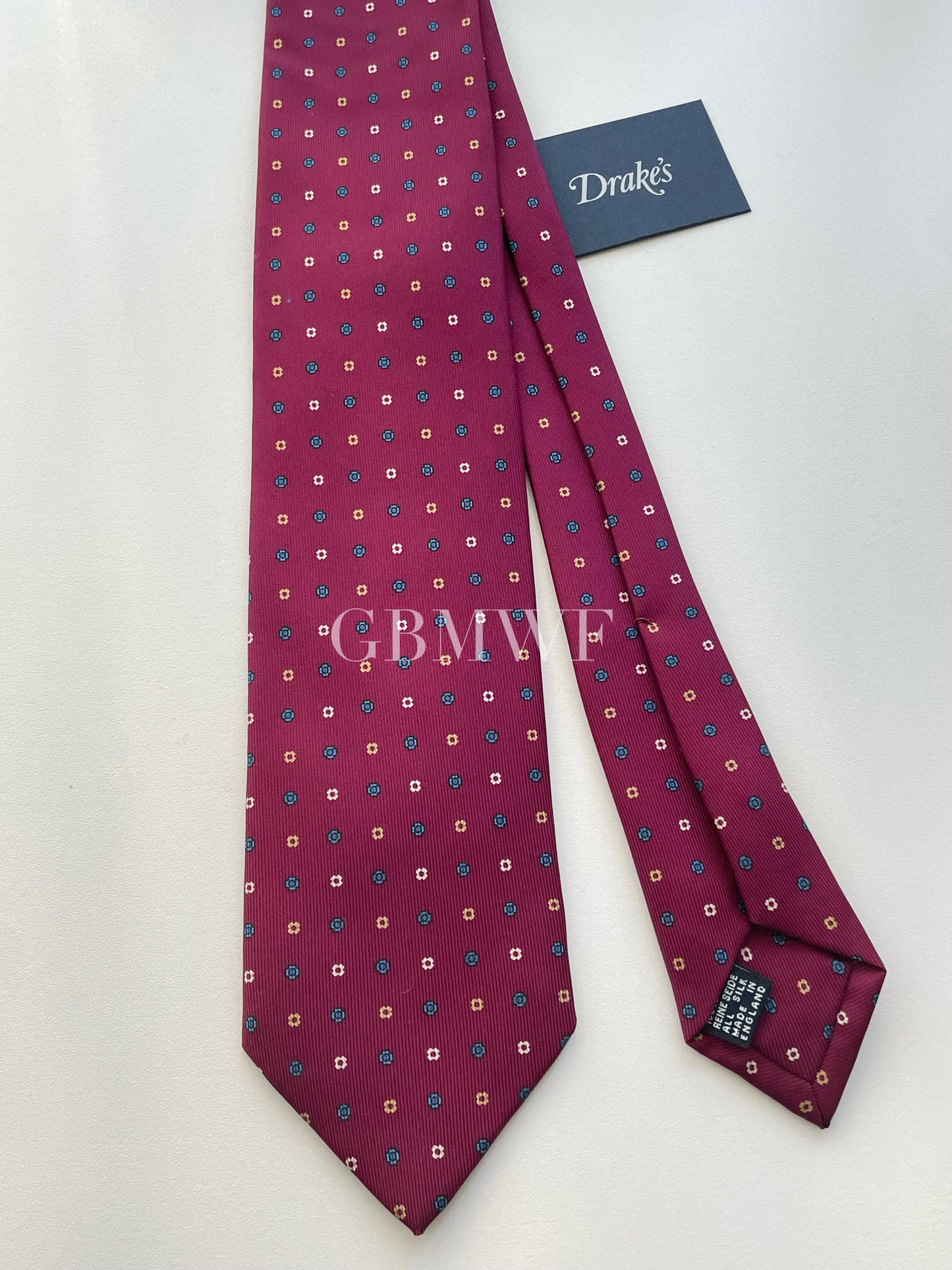 Drakes Handmade Tipped Silk Tie With Tag