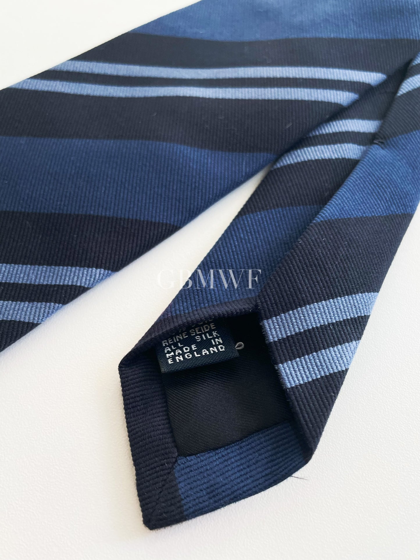 Drakes Handmade Striped Tipped Silk Tie With Tag