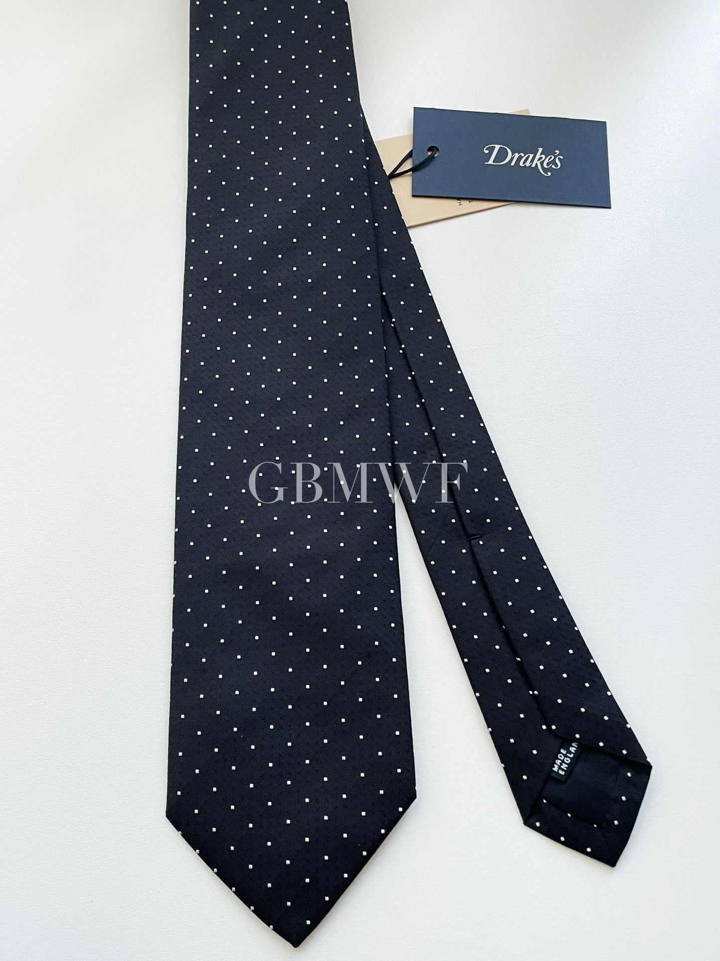 Drakes Handmade Tipped Silk Tie With Tag