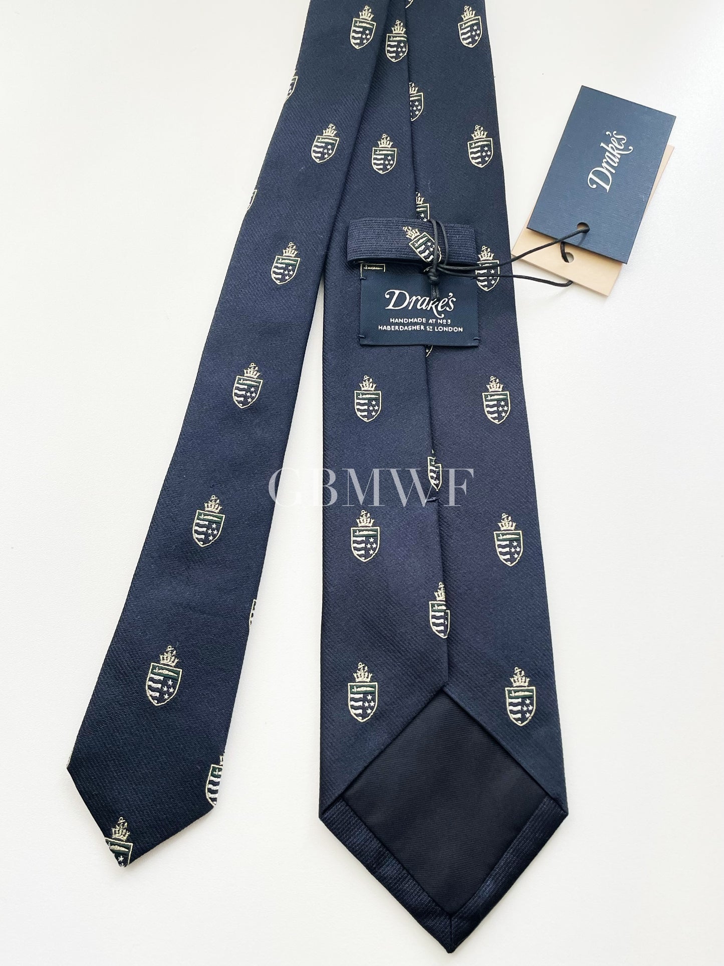 Drakes Handmade Tipped Silk Tie With Tag