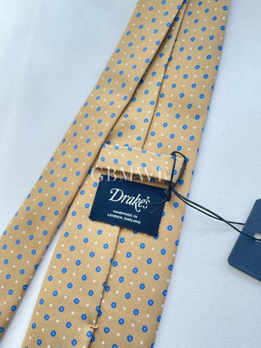 Drakes Handmade Tipped Silk Tie With Tag