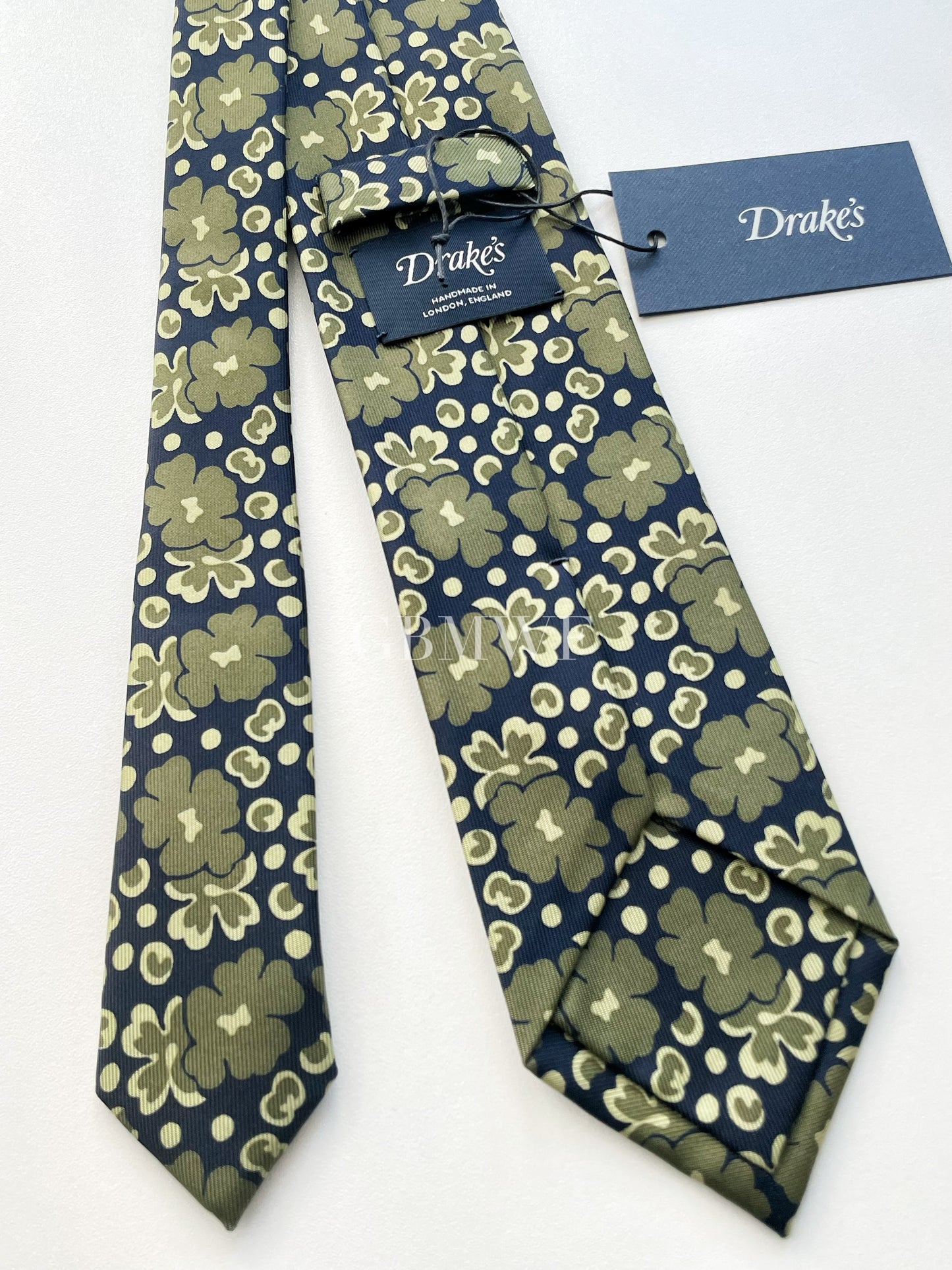 Drakes Handmade Tipped Silk Tie With Tag