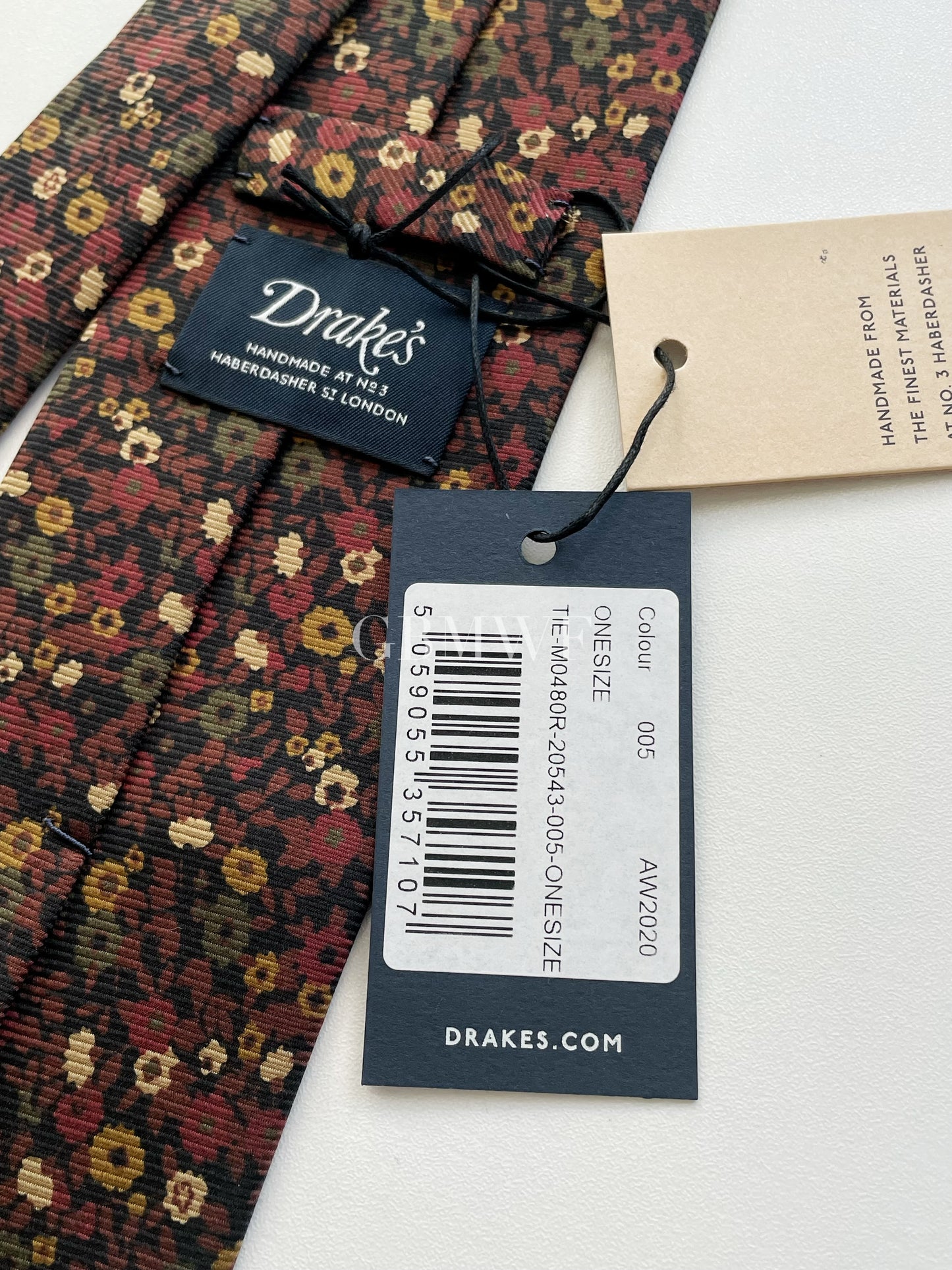 Drakes Handmade Tipped Silk Tie With Tag