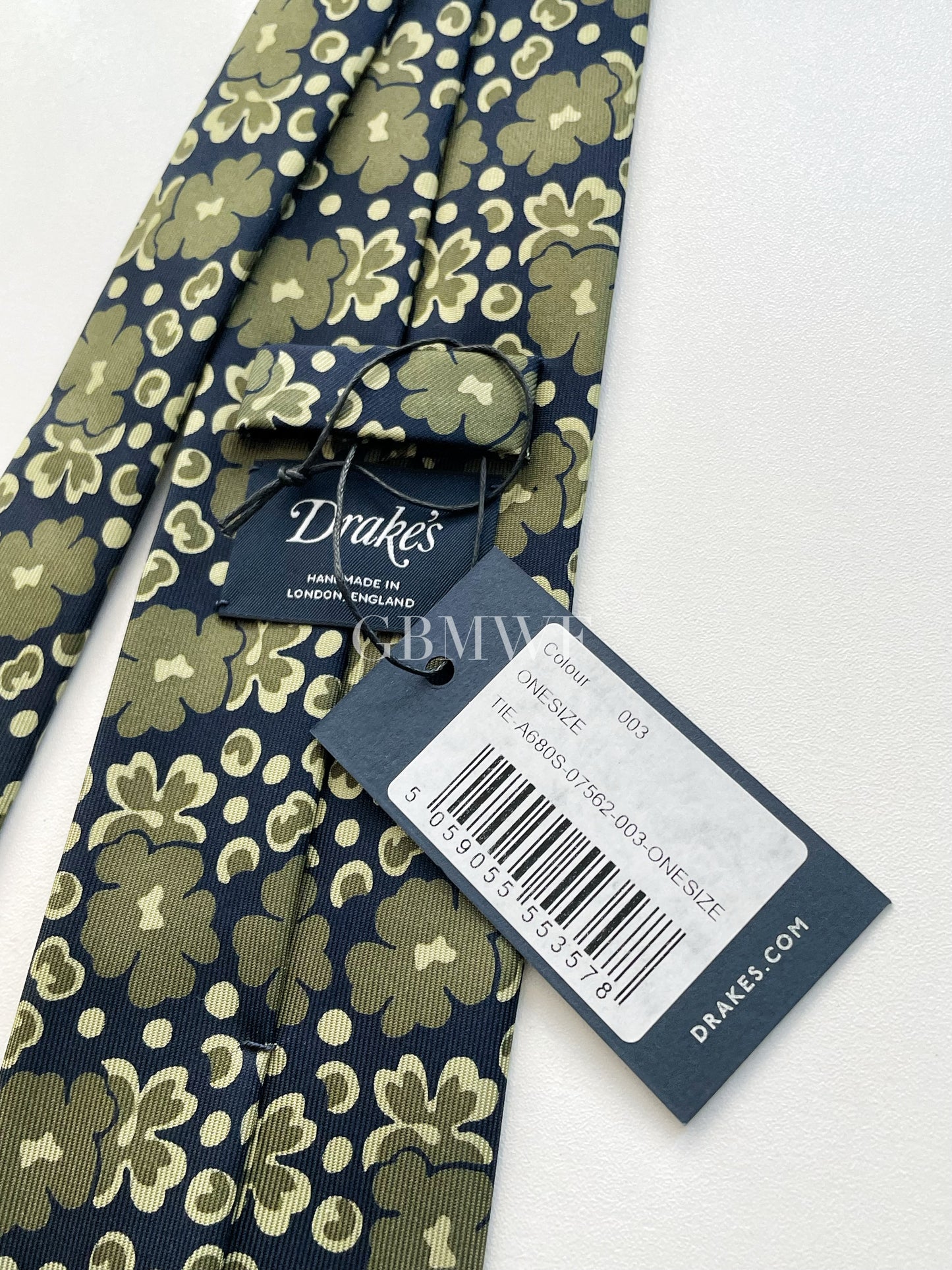 Drakes Handmade Tipped Silk Tie With Tag