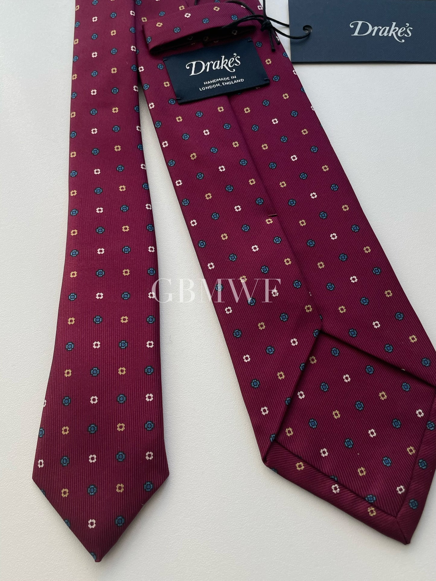 Drakes Handmade Tipped Silk Tie With Tag