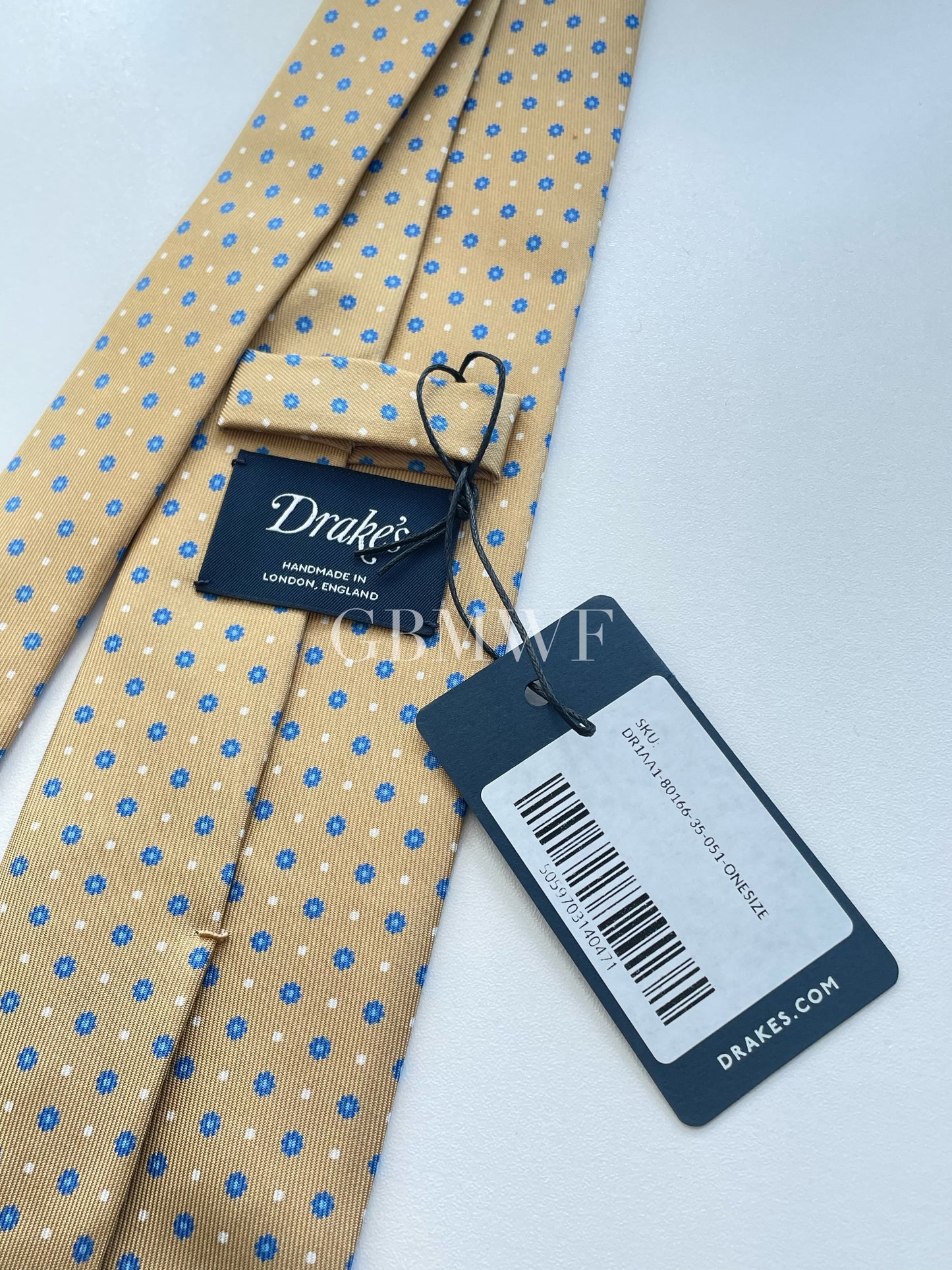 Drakes Handmade Tipped Silk Tie With Tag