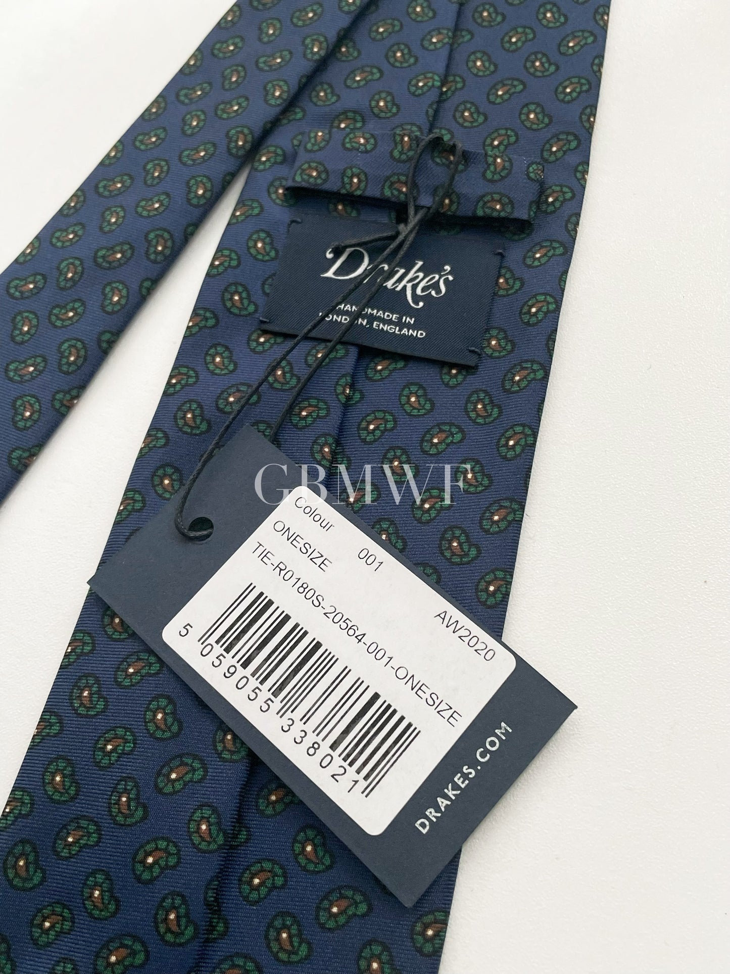 Drakes Handmade Tipped Silk Tie With Tag