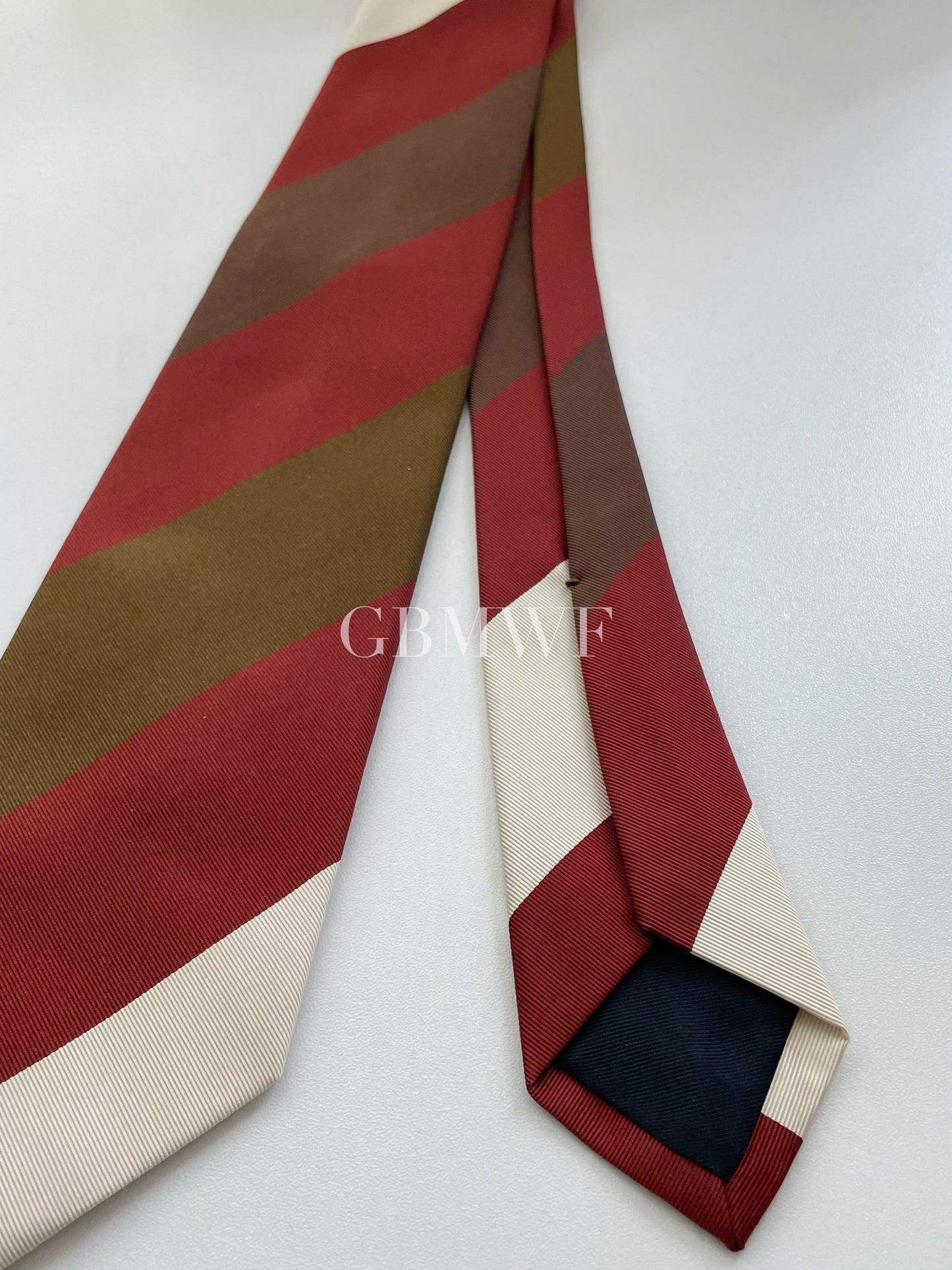 Drakes Handmade Striped Tipped Silk Tie With Tag