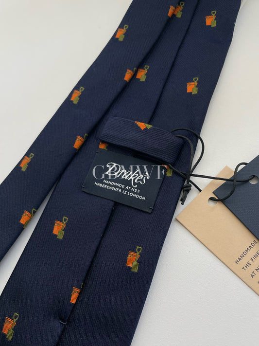 Drakes Handmade Tipped Silk Tie With Tag