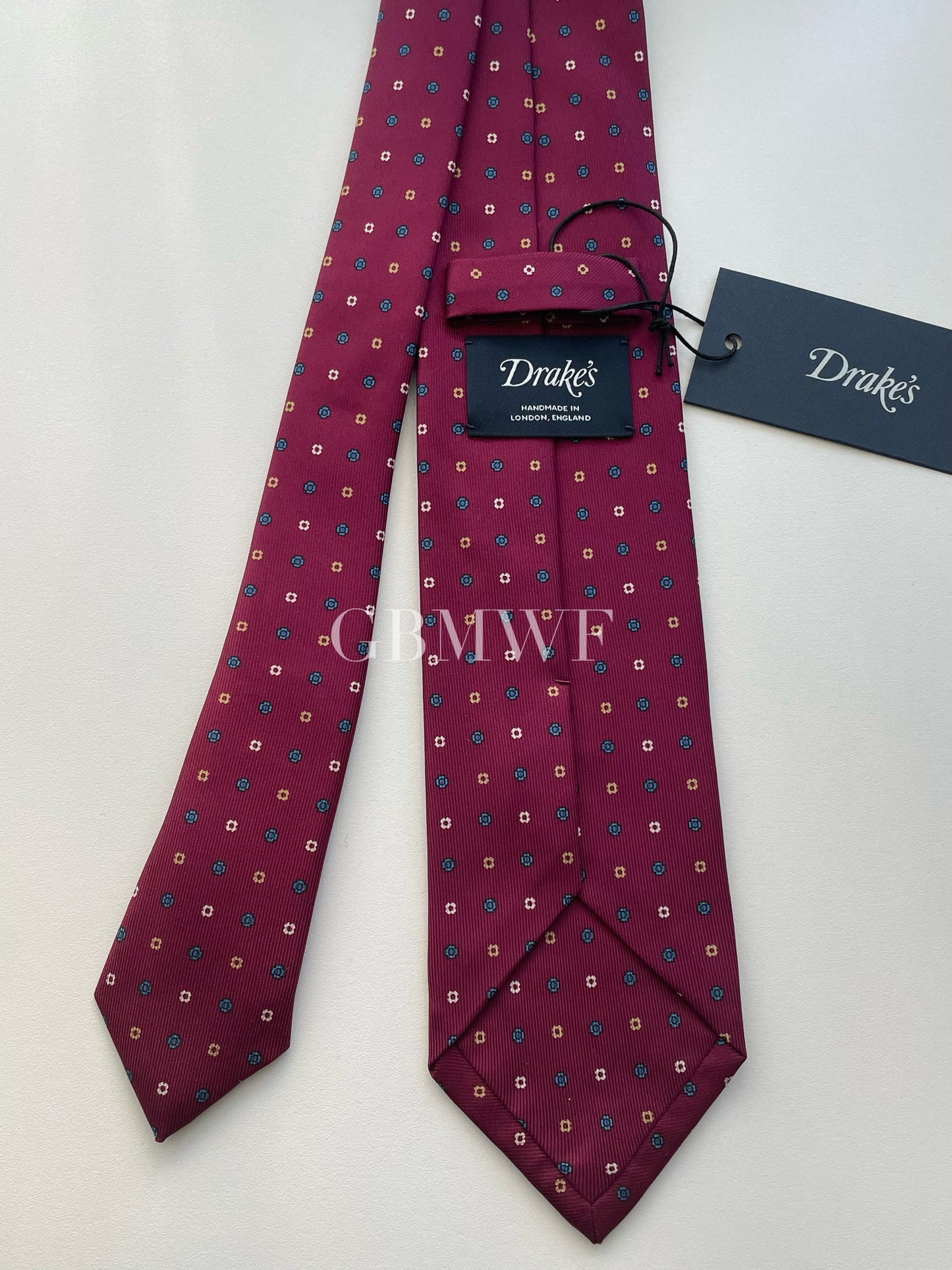 Drakes Handmade Tipped Silk Tie With Tag