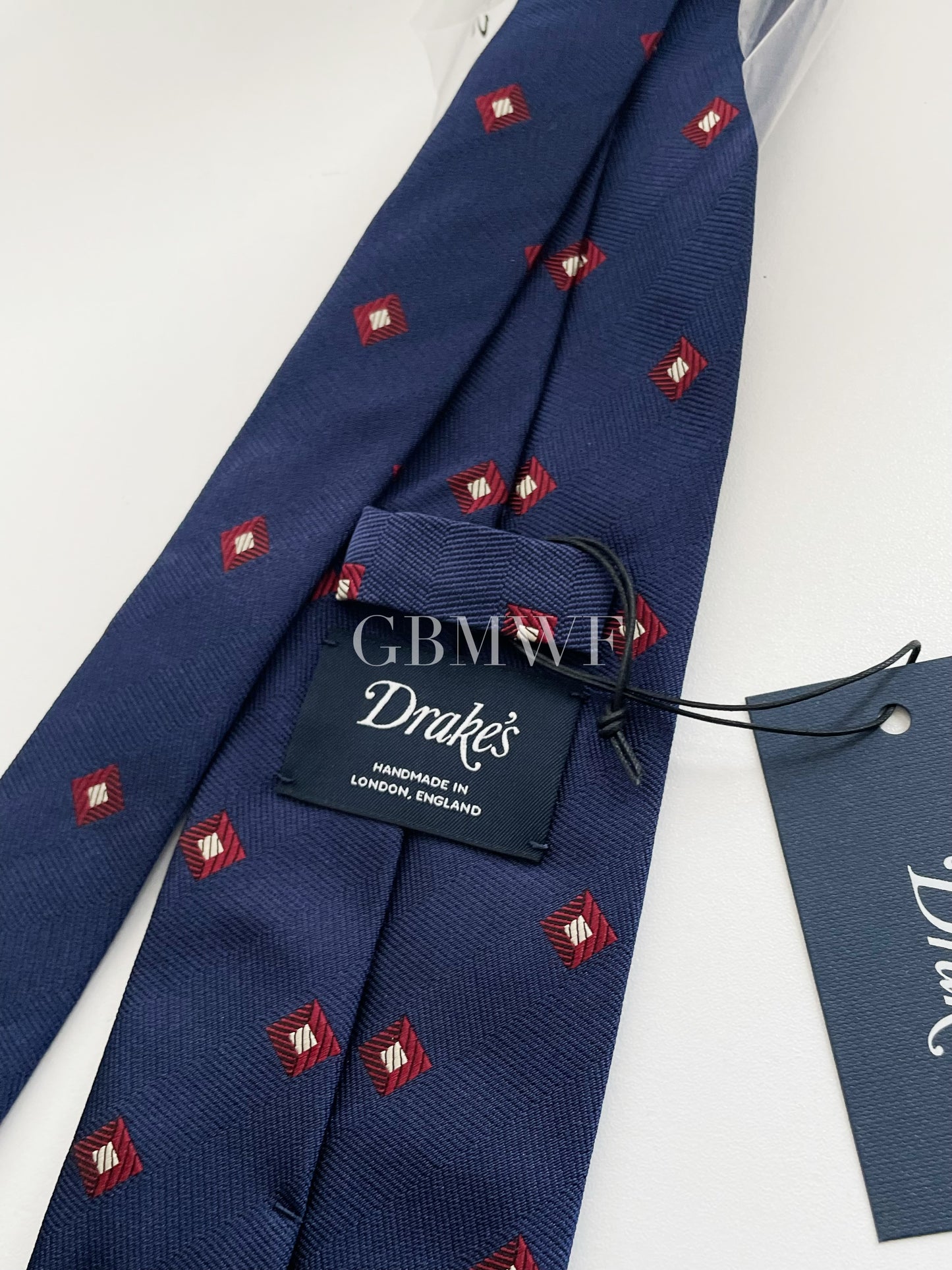 Drakes Handmade Tipped Silk Tie With Tag