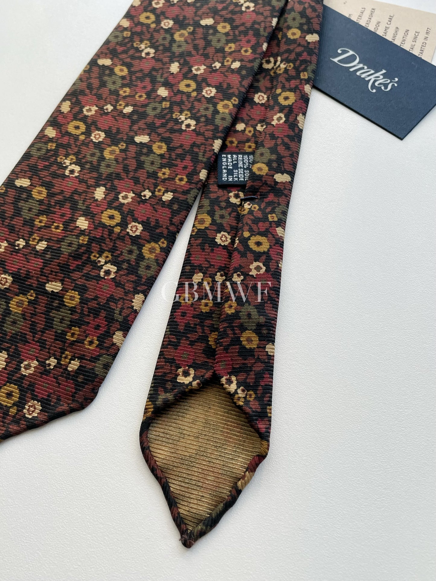 Drakes Handmade Tipped Silk Tie With Tag