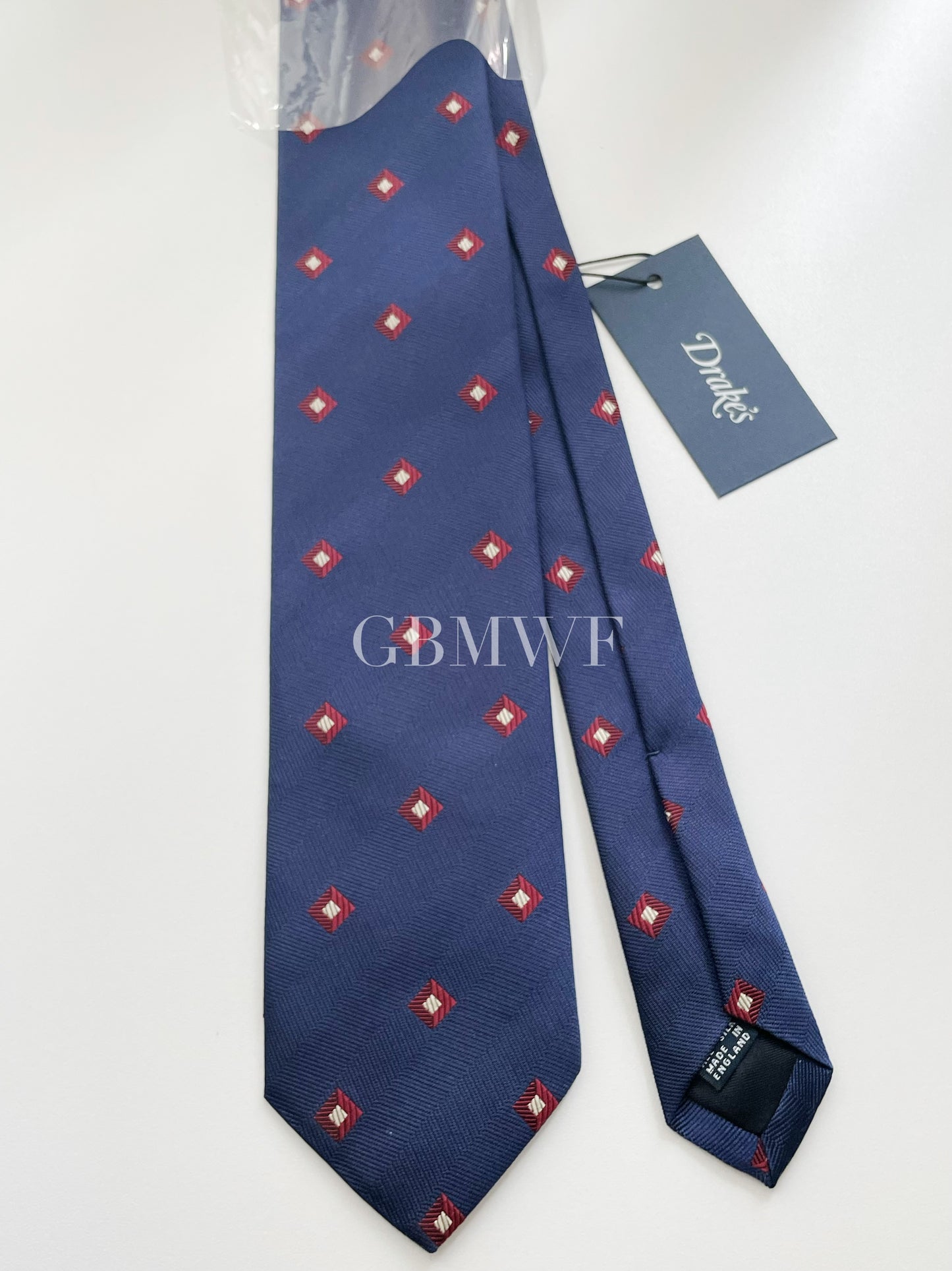 Drakes Handmade Tipped Silk Tie With Tag