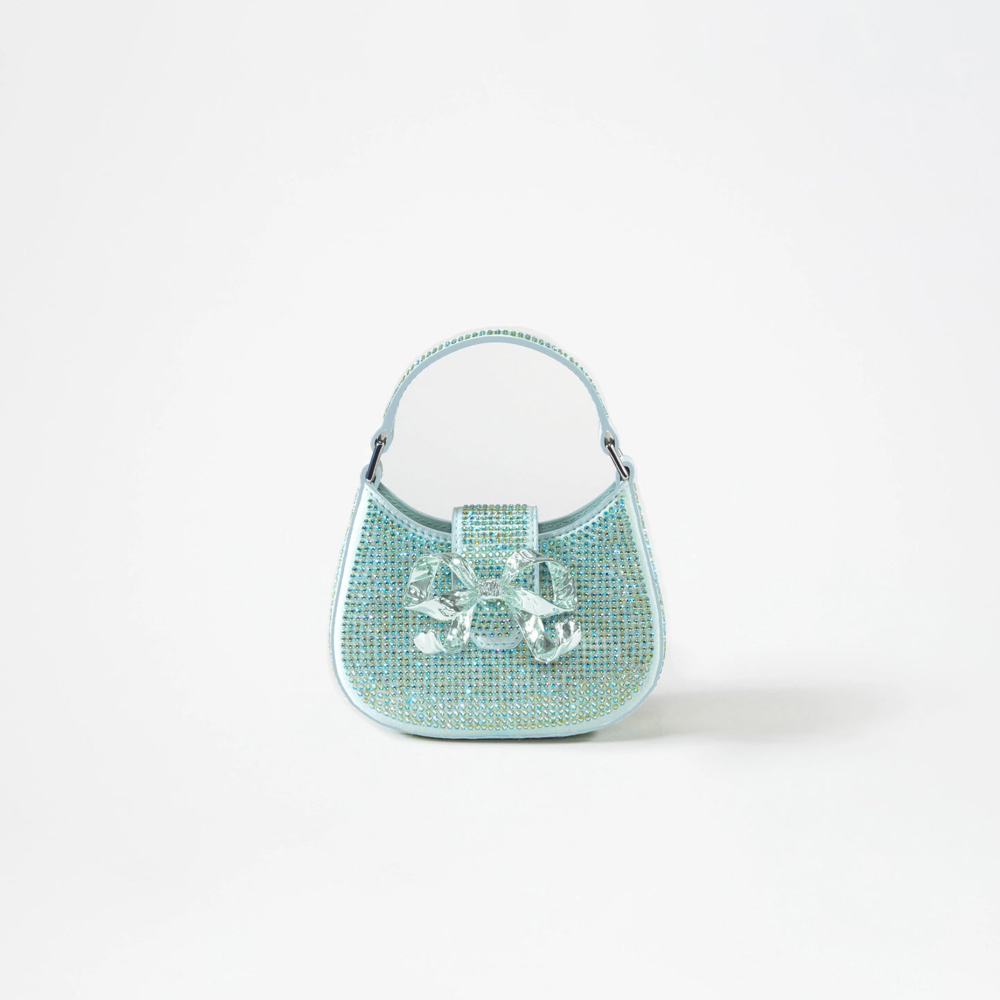 Self-portrait Green Rhinestone Crescent Bow Micro Bag