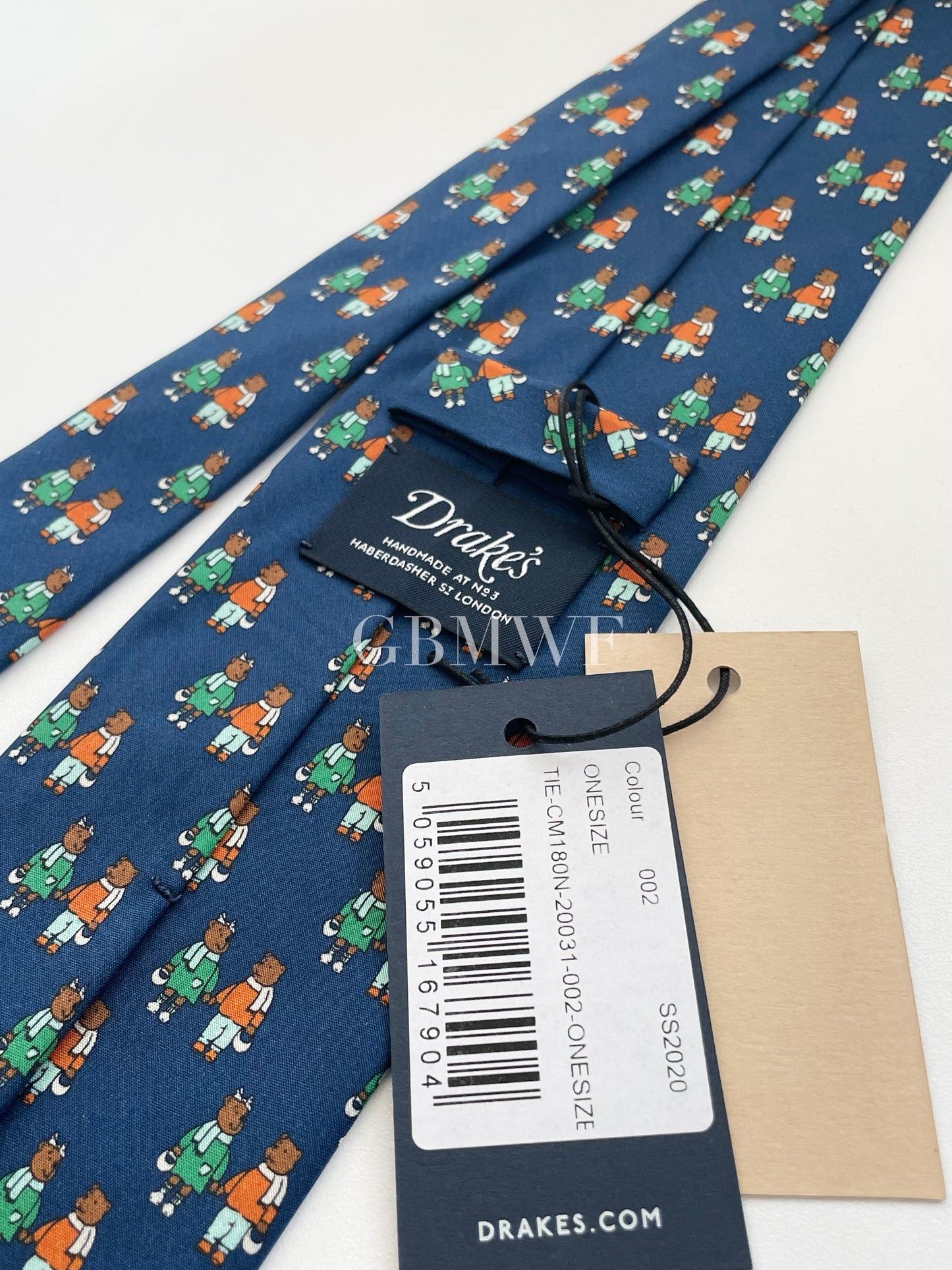 Drakes Handmade Tipped Silk Tie With Tag Teddy Bear Limited Edition