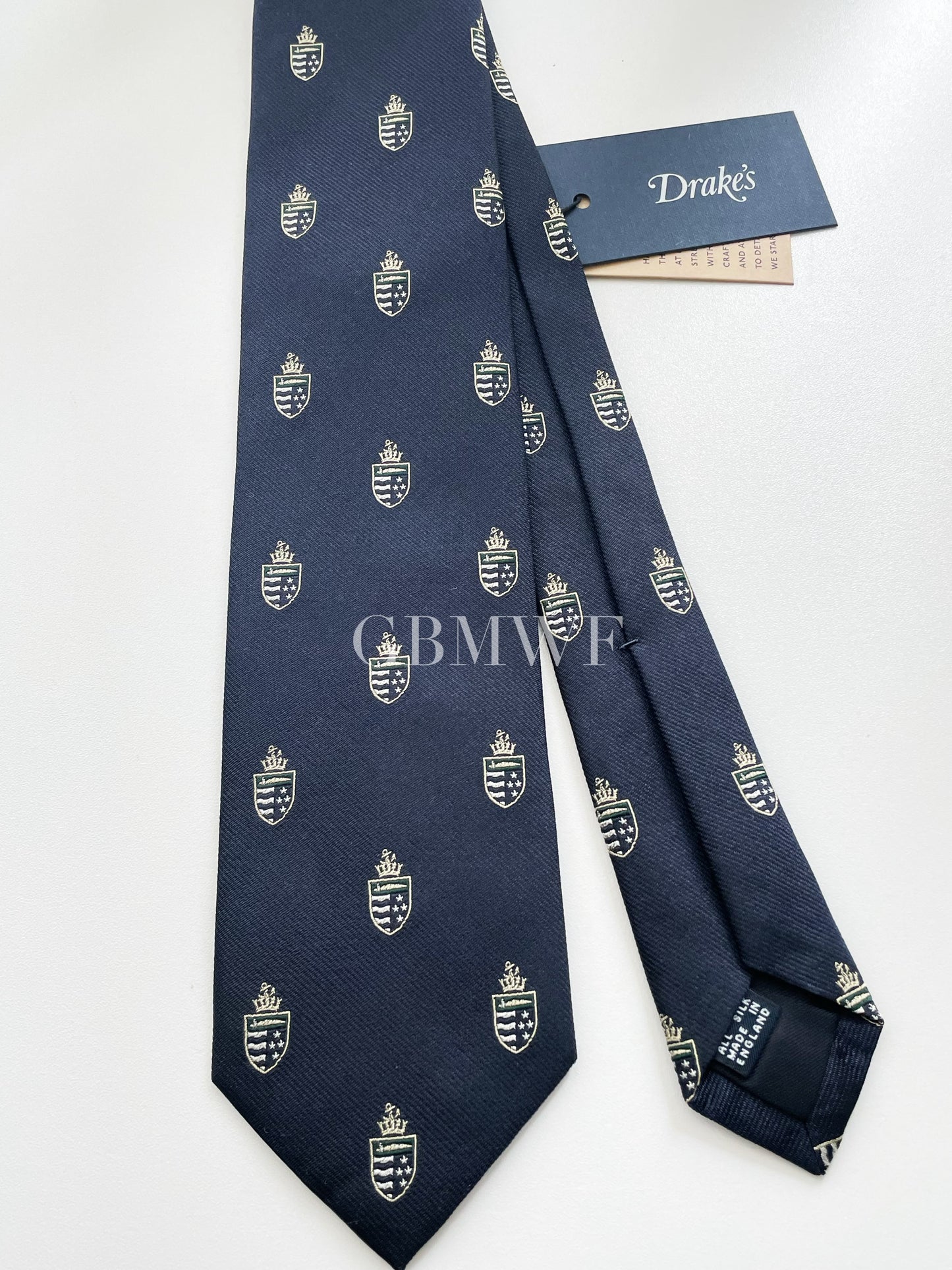 Drakes Handmade Tipped Silk Tie With Tag