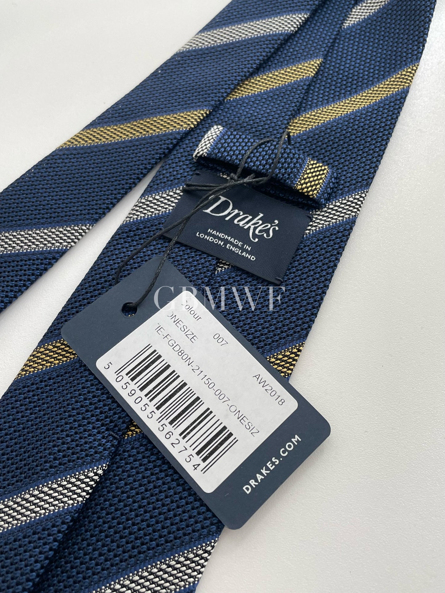 Drakes Handmade Striped Tipped Silk Tie With Tag