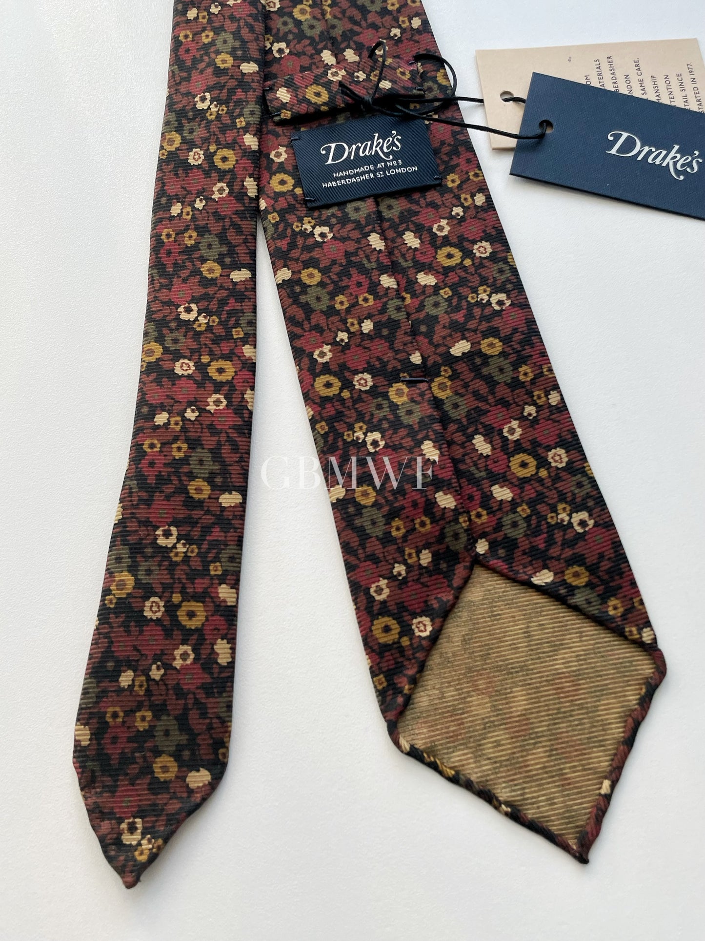 Drakes Handmade Tipped Silk Tie With Tag