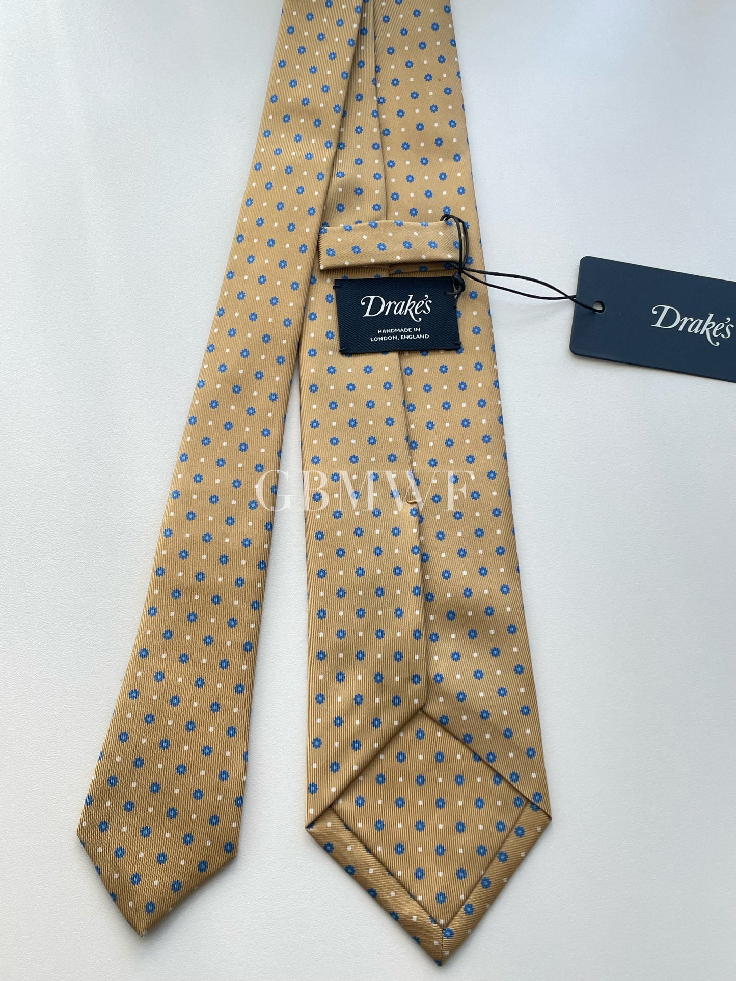 Drakes Handmade Tipped Silk Tie With Tag