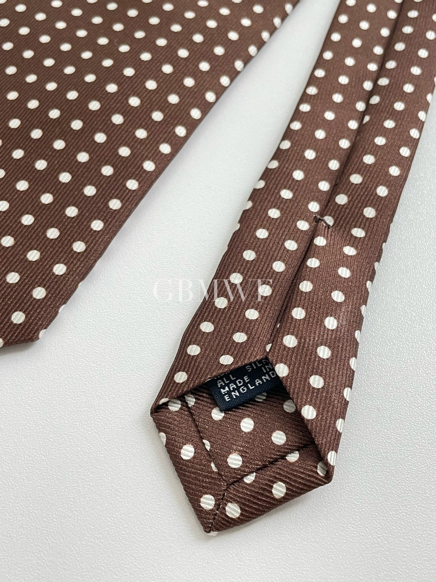 Drakes Polka Dot Handmade Tipped Silk Tie With Tag