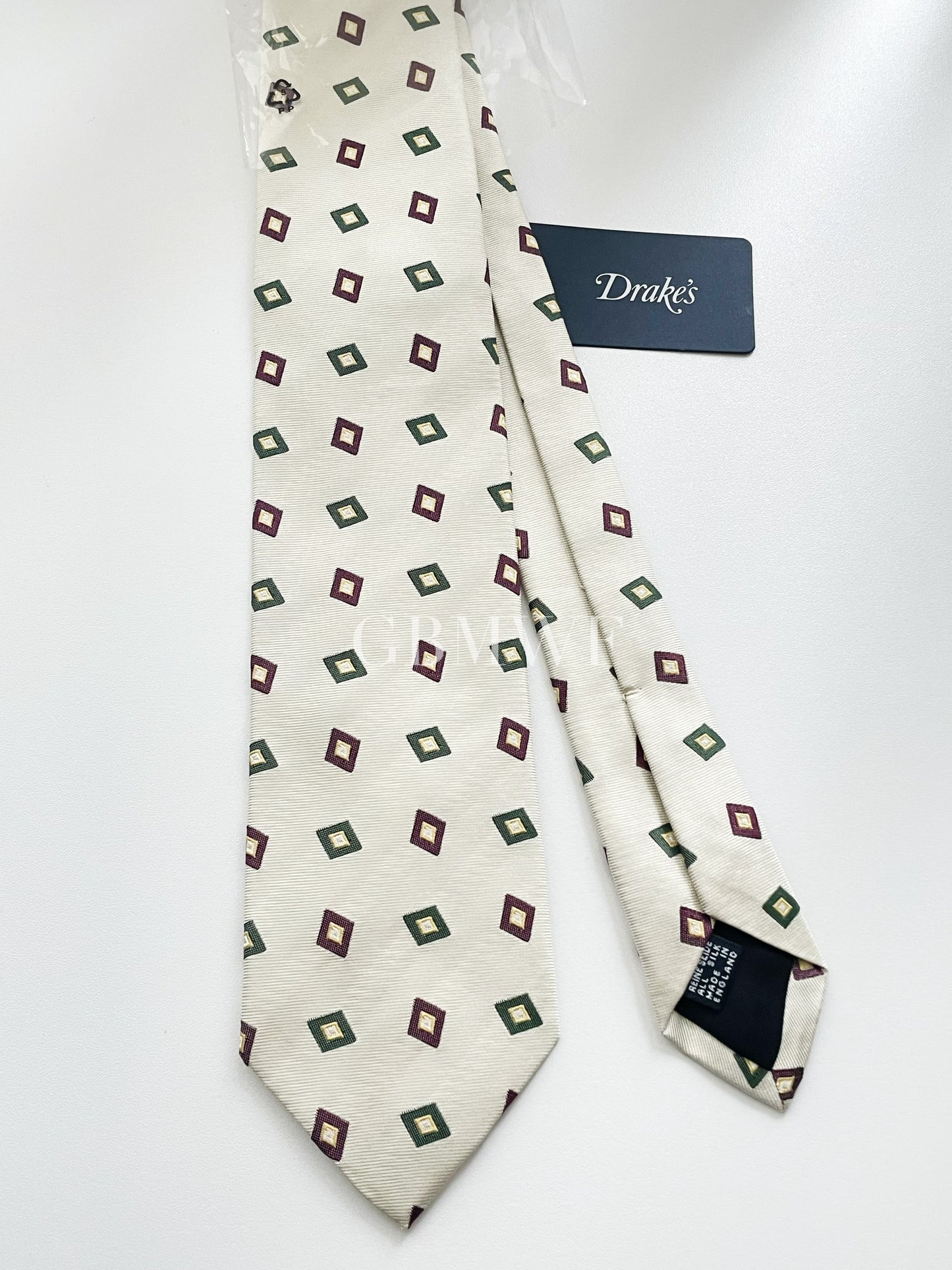 Drakes Handmade Tipped Silk Tie With Tag