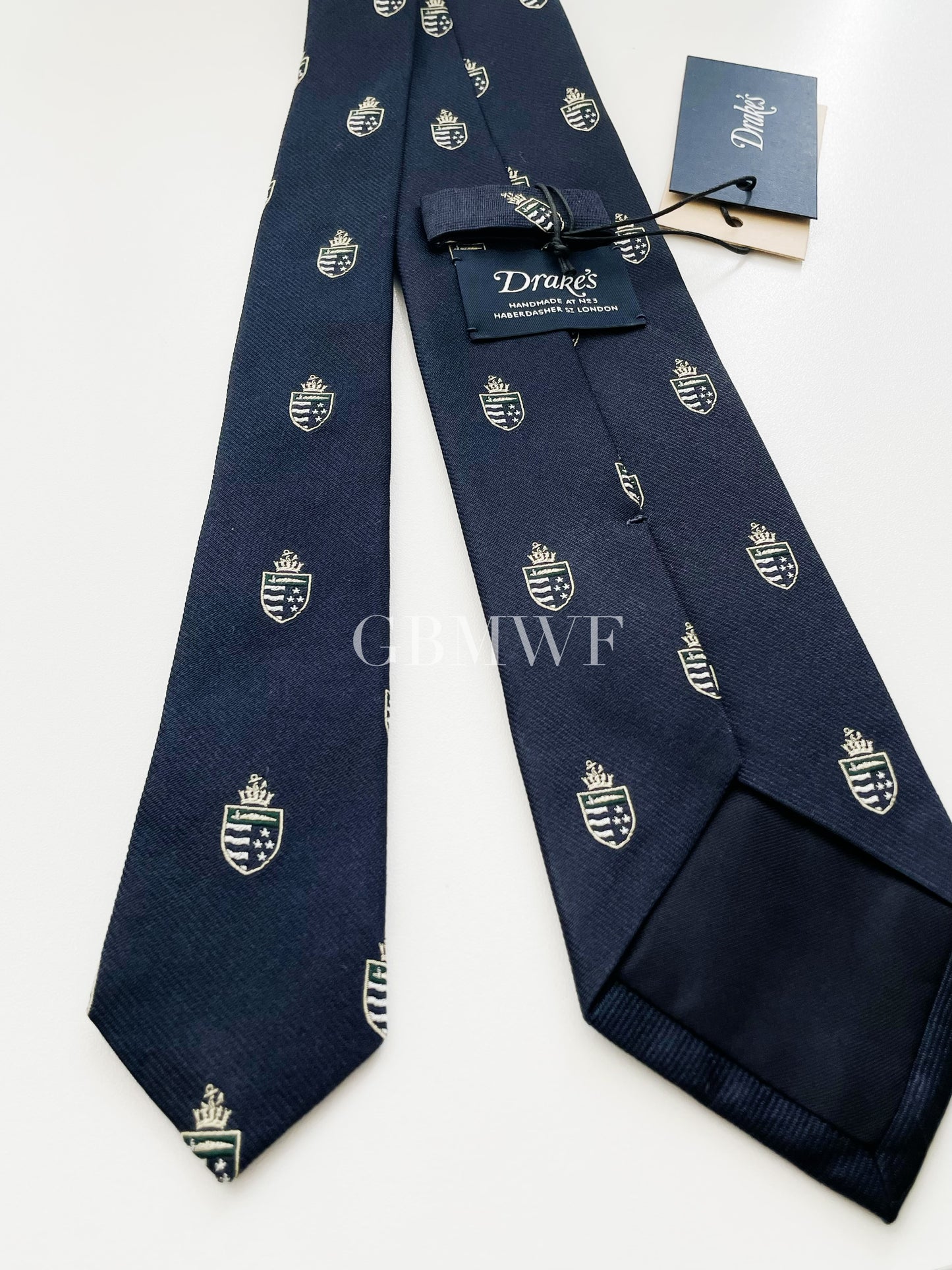 Drakes Handmade Tipped Silk Tie With Tag