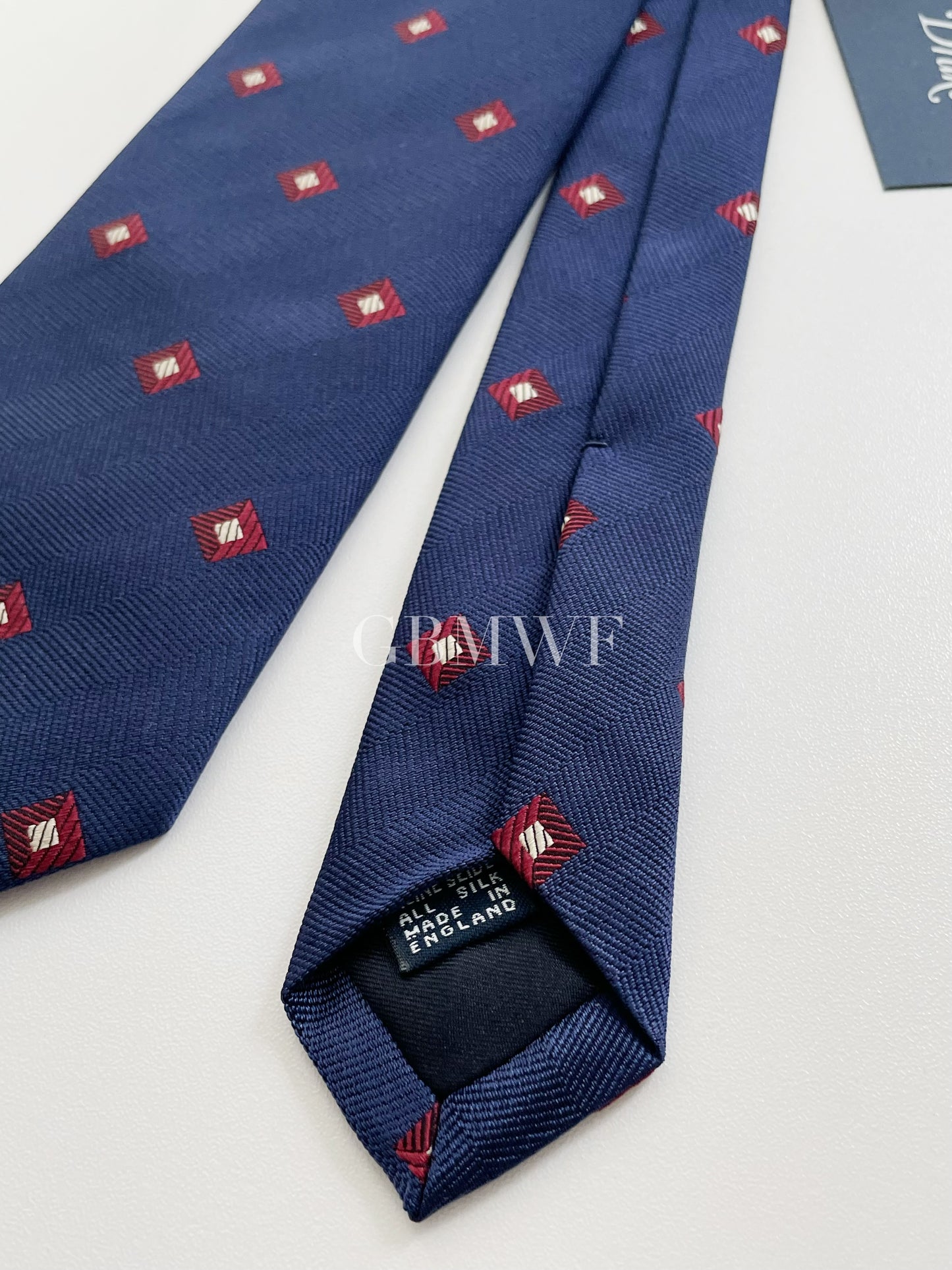 Drakes Handmade Tipped Silk Tie With Tag