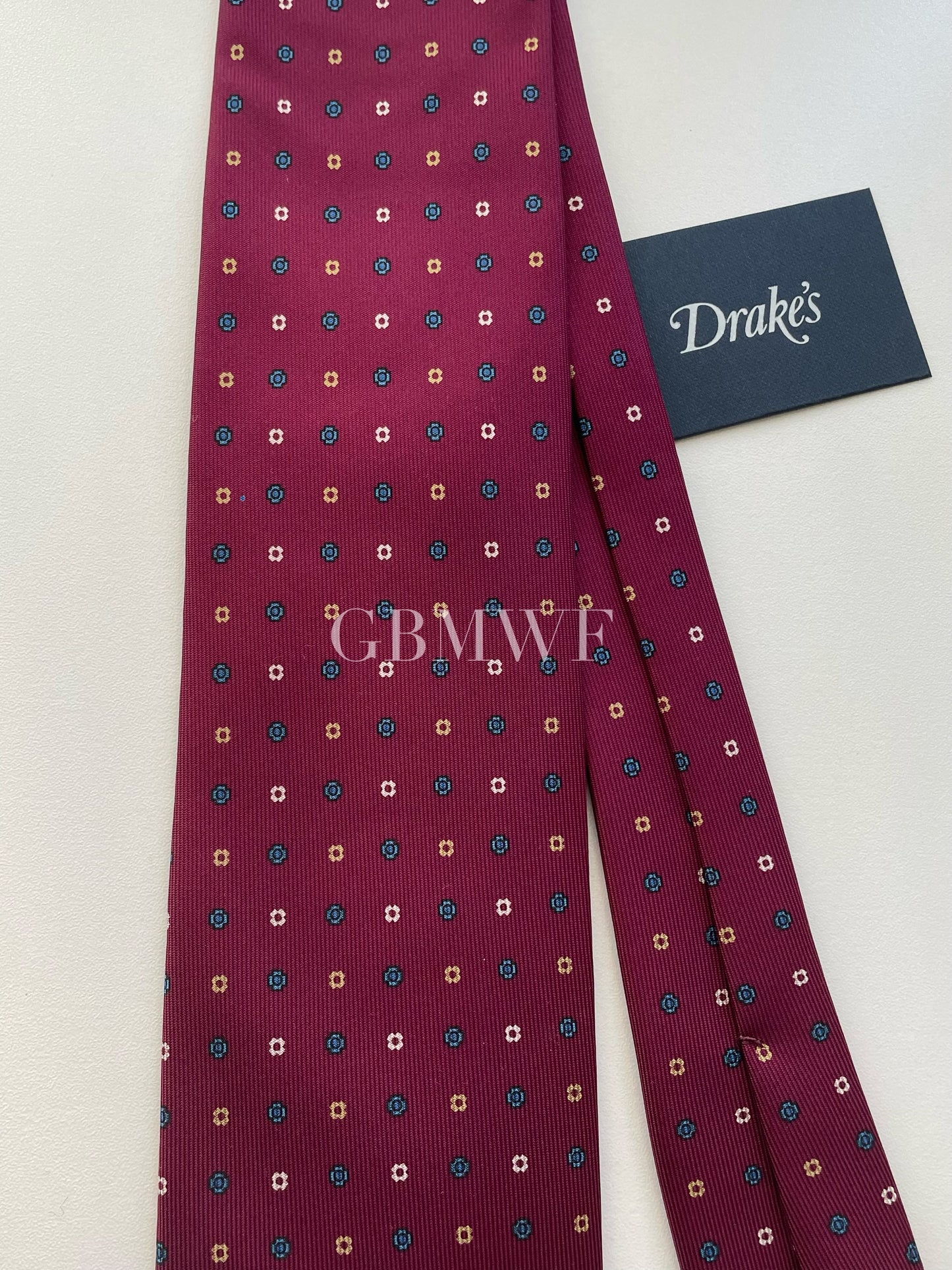 Drakes Handmade Tipped Silk Tie With Tag