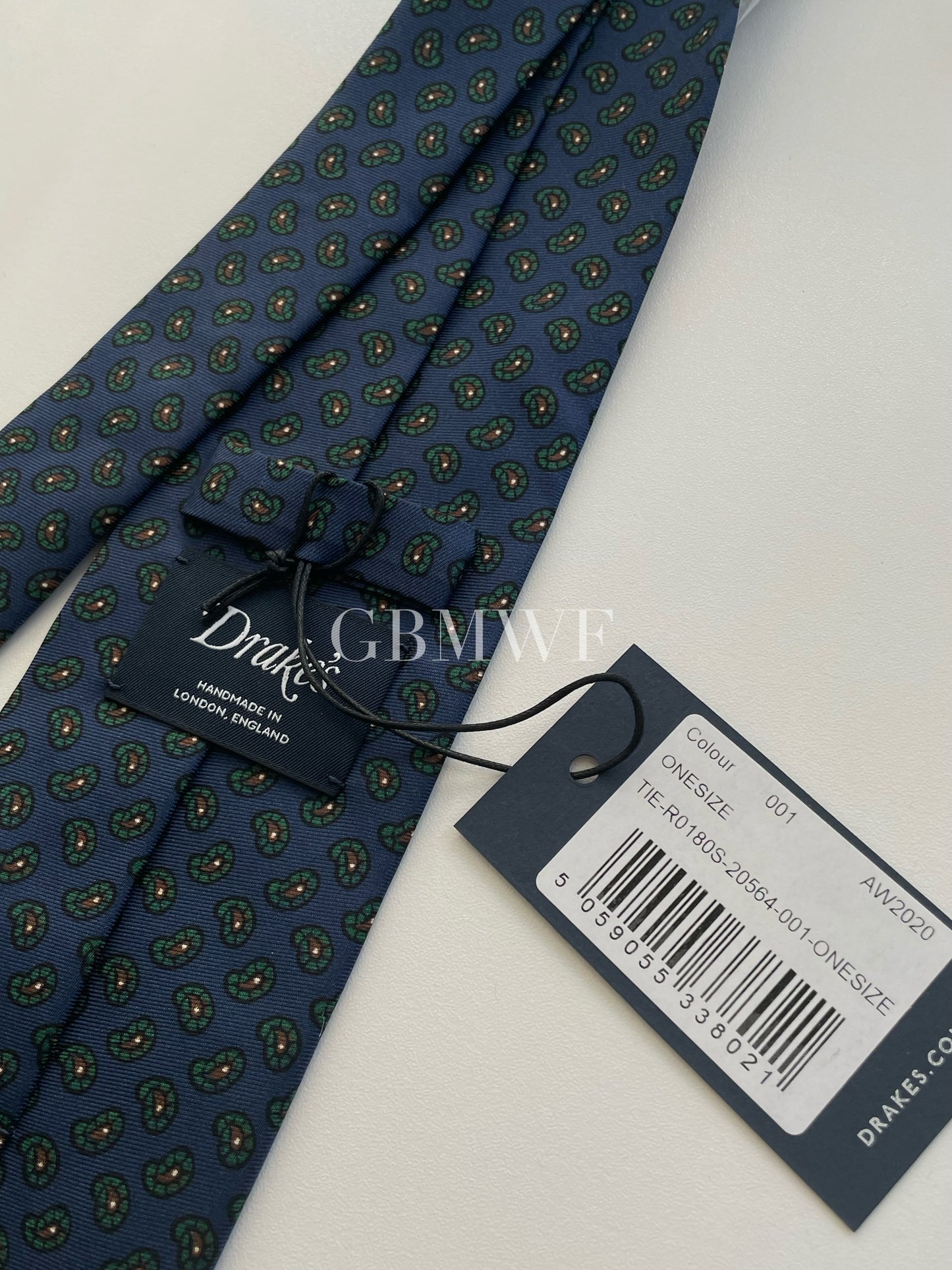 Drakes Handmade Tipped Silk Tie With Tag