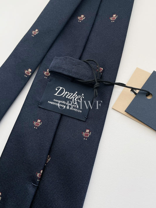 Drakes Handmade Tipped Silk Tie With Tag Robot