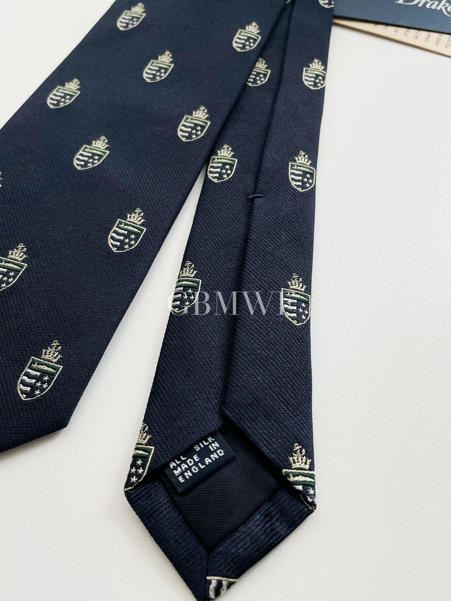 Drakes Handmade Tipped Silk Tie With Tag