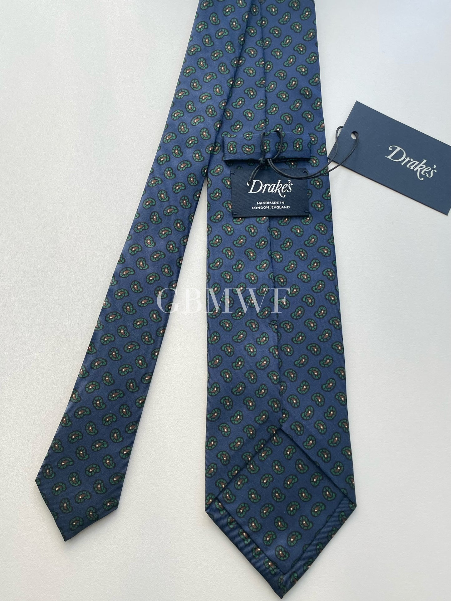 Drakes Handmade Tipped Silk Tie With Tag